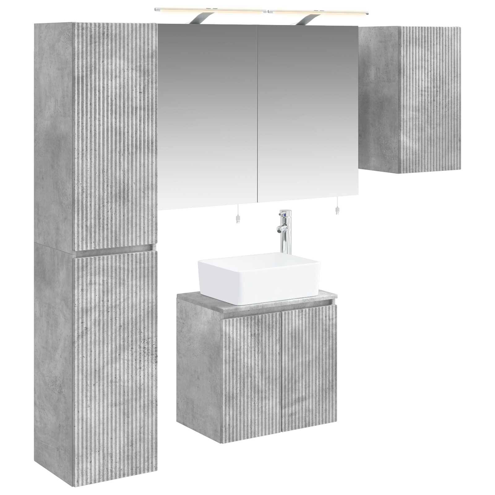 vidaXL Badezimmerschrank-Set 5 pcs Betongrau 50 x 14,5 x 70 cm