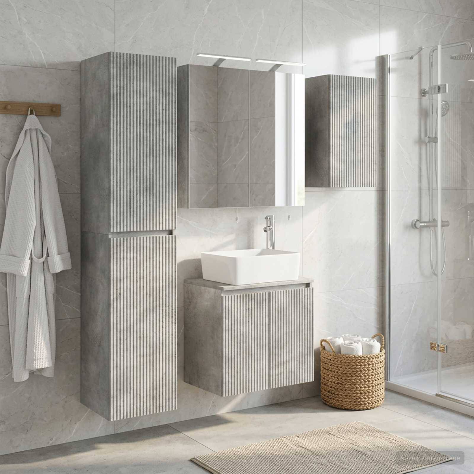 vidaXL Badezimmerschrank-Set 5 pcs Betongrau 50 x 14,5 x 70 cm