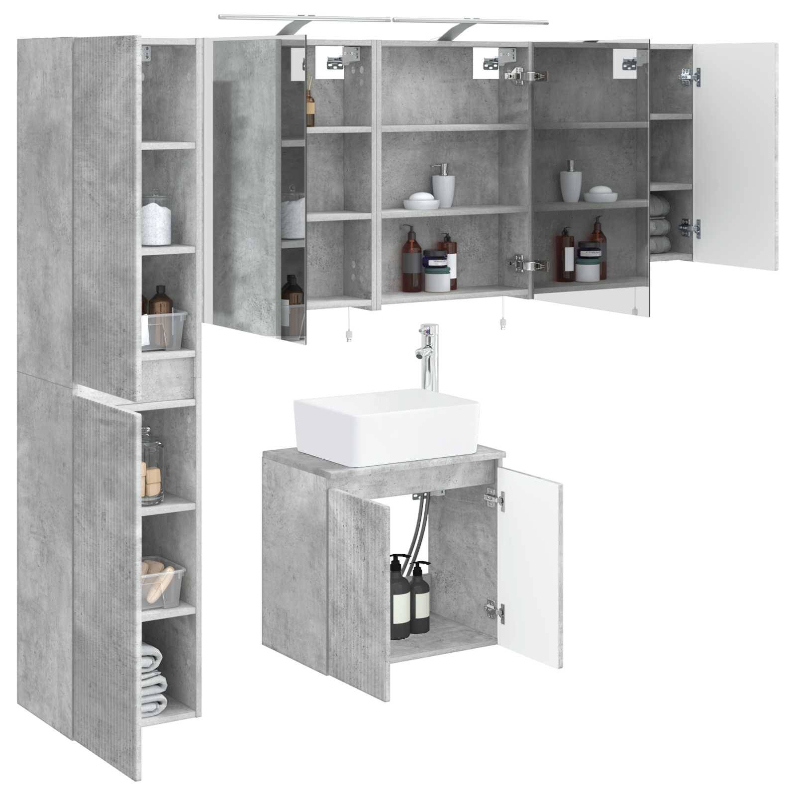 vidaXL Badezimmerschrank-Set 5 pcs Betongrau 50 x 14,5 x 70 cm