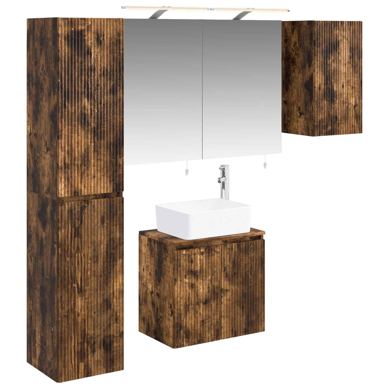 vidaXL Badezimmerschrank-Set 5 pcs Geräucherte Eiche 50 x 14,5 x 70 cm