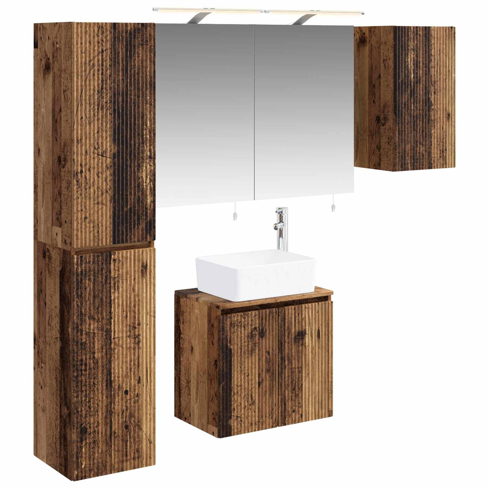 vidaXL Badezimmerschrank-Set 5 pcs Altholz 50 x 14,5 x 70 cm