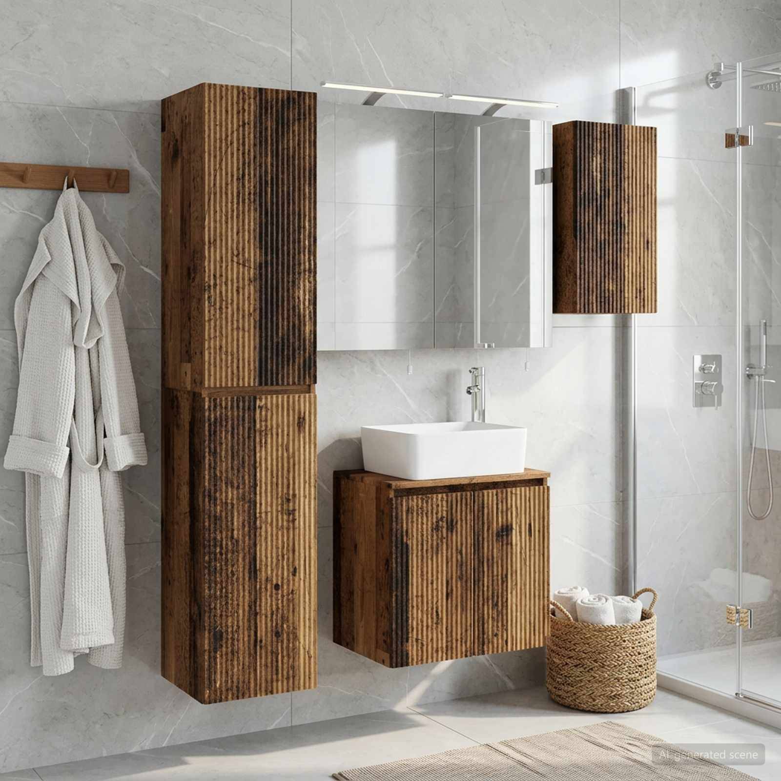 vidaXL Badezimmerschrank-Set 5 pcs Altholz 50 x 14,5 x 70 cm