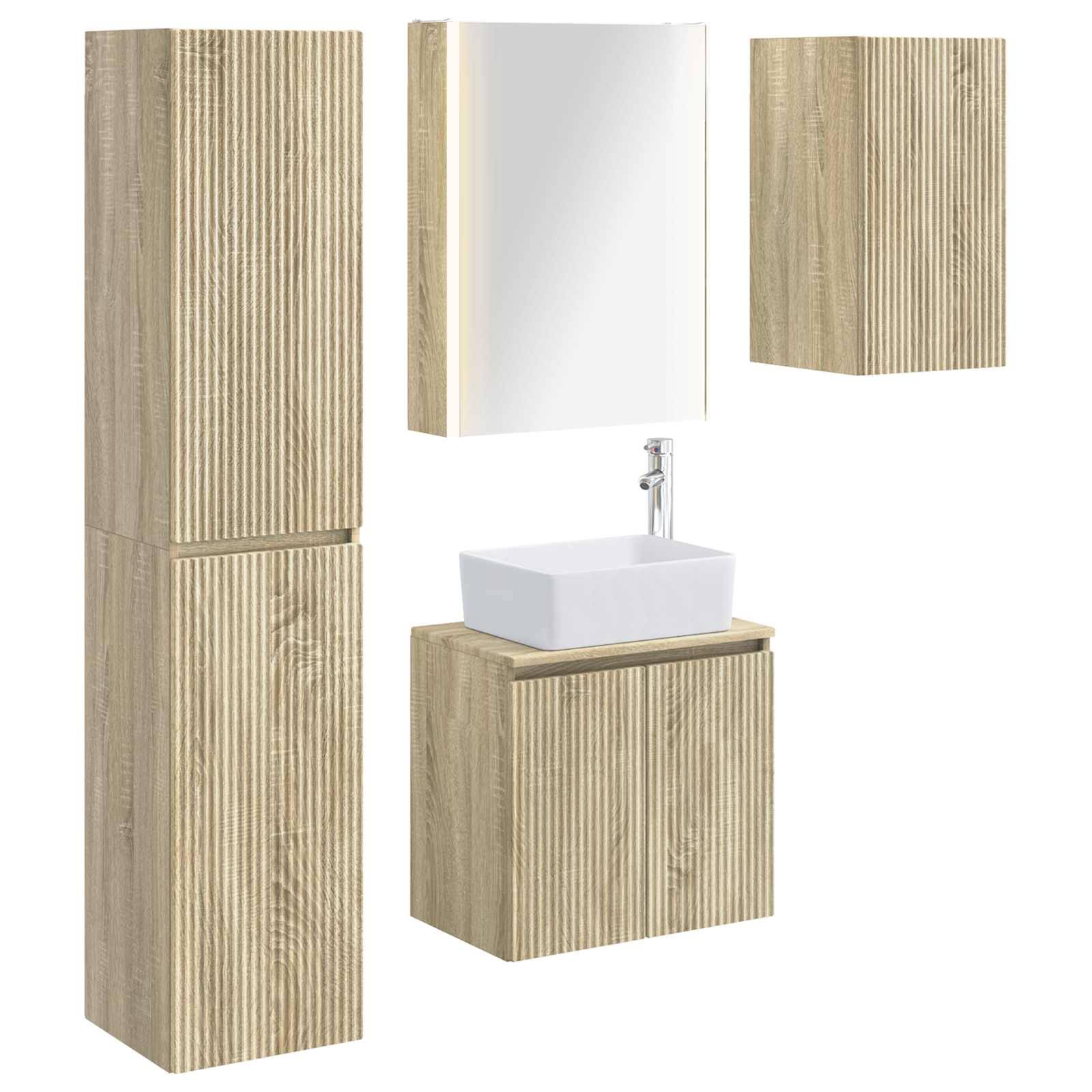 vidaXL Badezimmerschrank-Set 5 pcs Sonoma-Eiche 53 x 15,5 x 70 cm