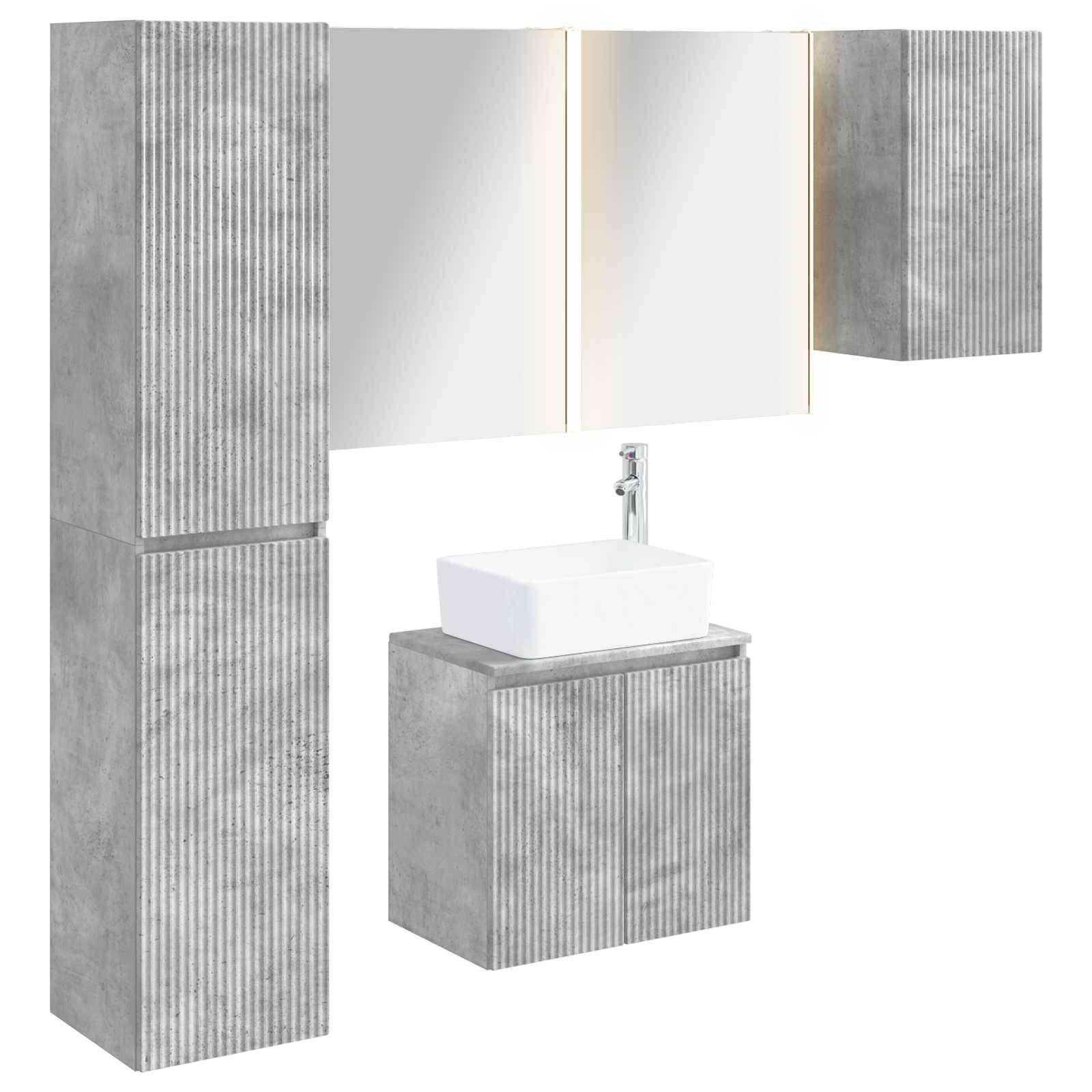 vidaXL Badezimmerschrank-Set 5 pcs Betongrau 53 x 15,5 x 70 cm