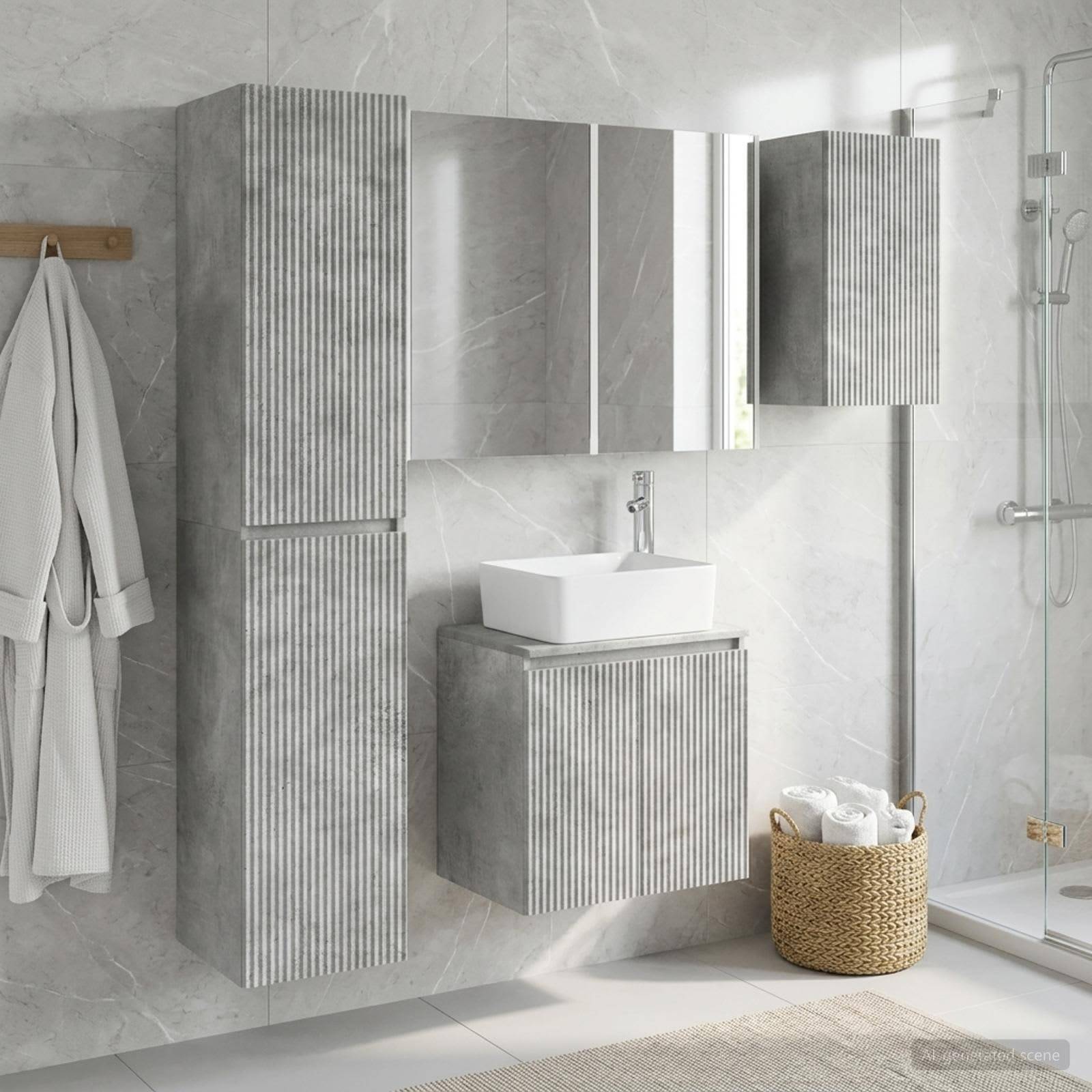 vidaXL Badezimmerschrank-Set 5 pcs Betongrau 53 x 15,5 x 70 cm