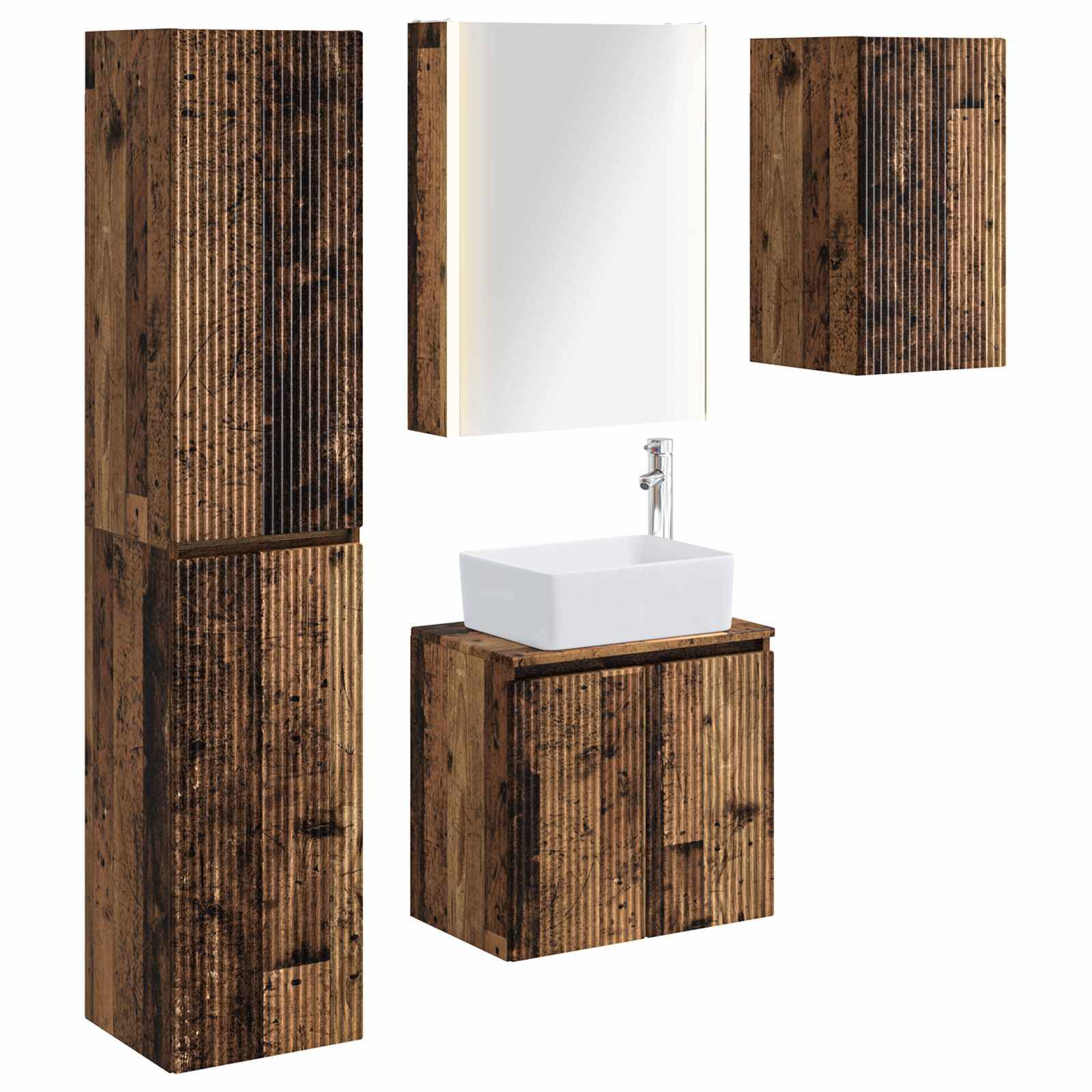 vidaXL Badezimmerschrank-Set 5 pcs Altholz 53 x 15,5 x 70 cm