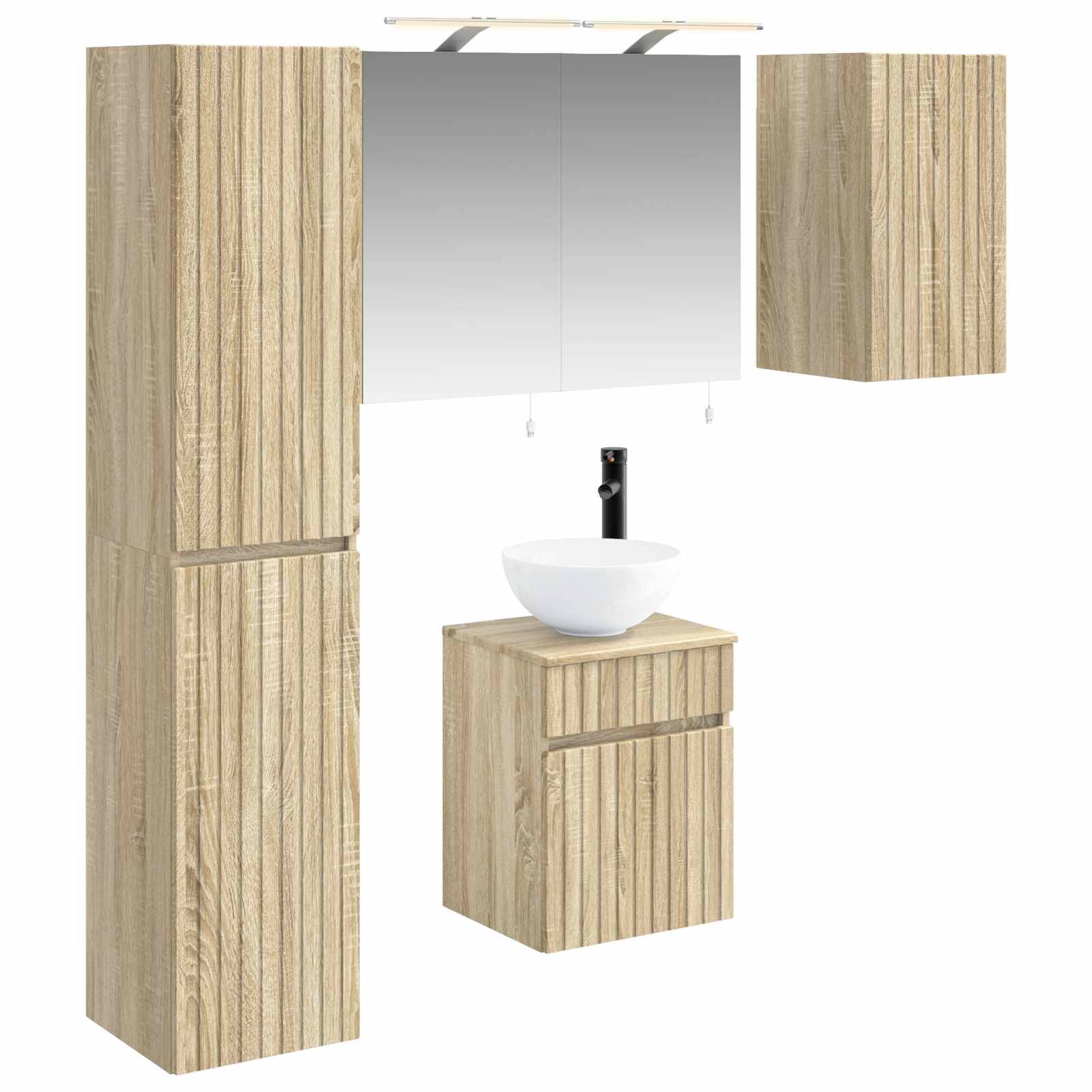 vidaXL Badezimmerschrank-Set 5 pcs Sonoma-Eiche 40 x 10,5 x 60,5 cm