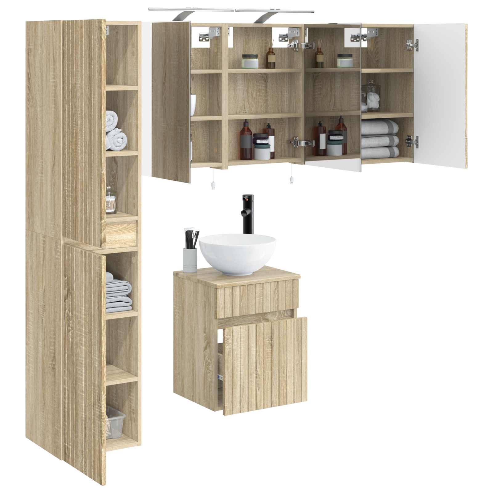 vidaXL Badezimmerschrank-Set 5 pcs Sonoma-Eiche 40 x 10,5 x 60,5 cm