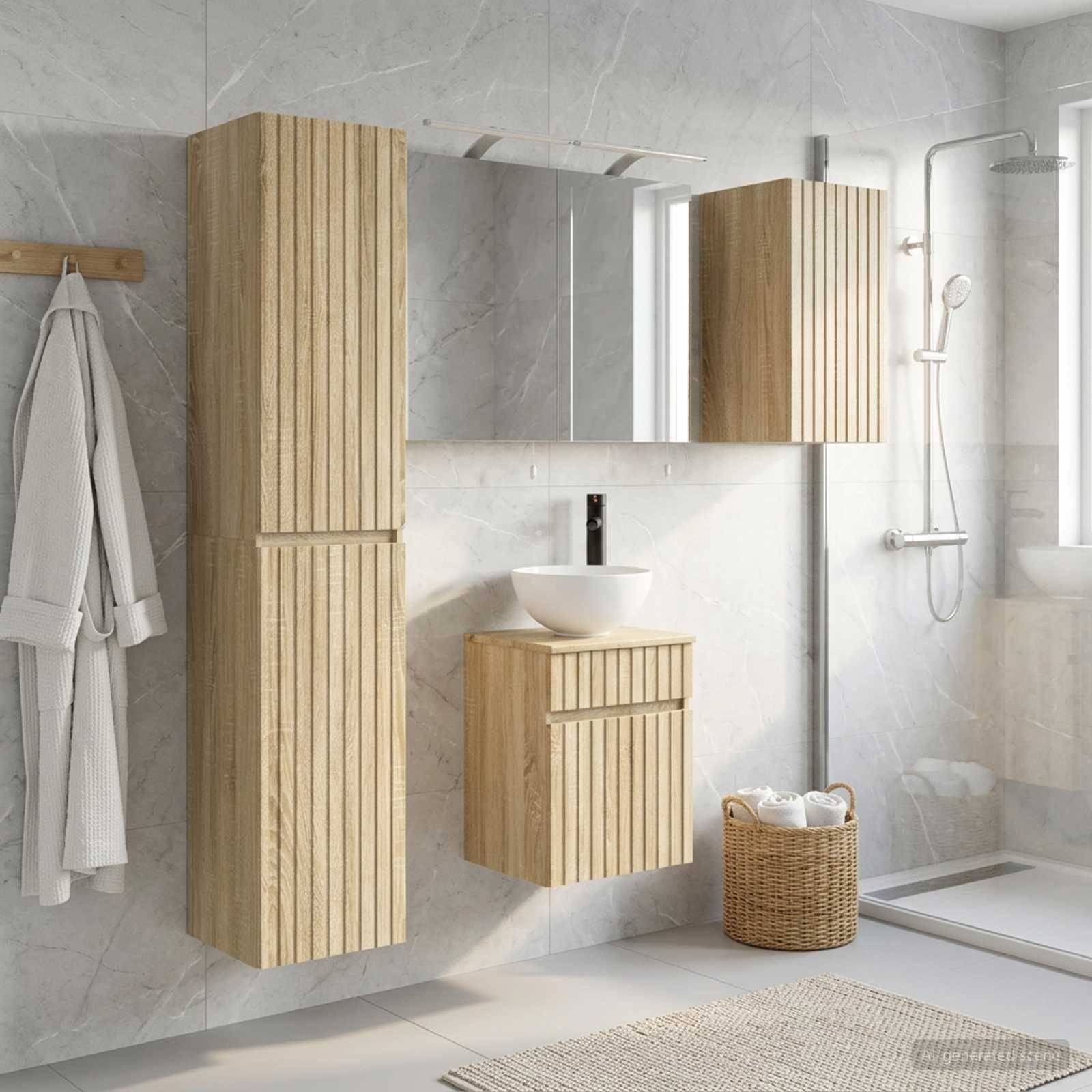 vidaXL Badezimmerschrank-Set 5 pcs Sonoma-Eiche 40 x 10,5 x 60,5 cm