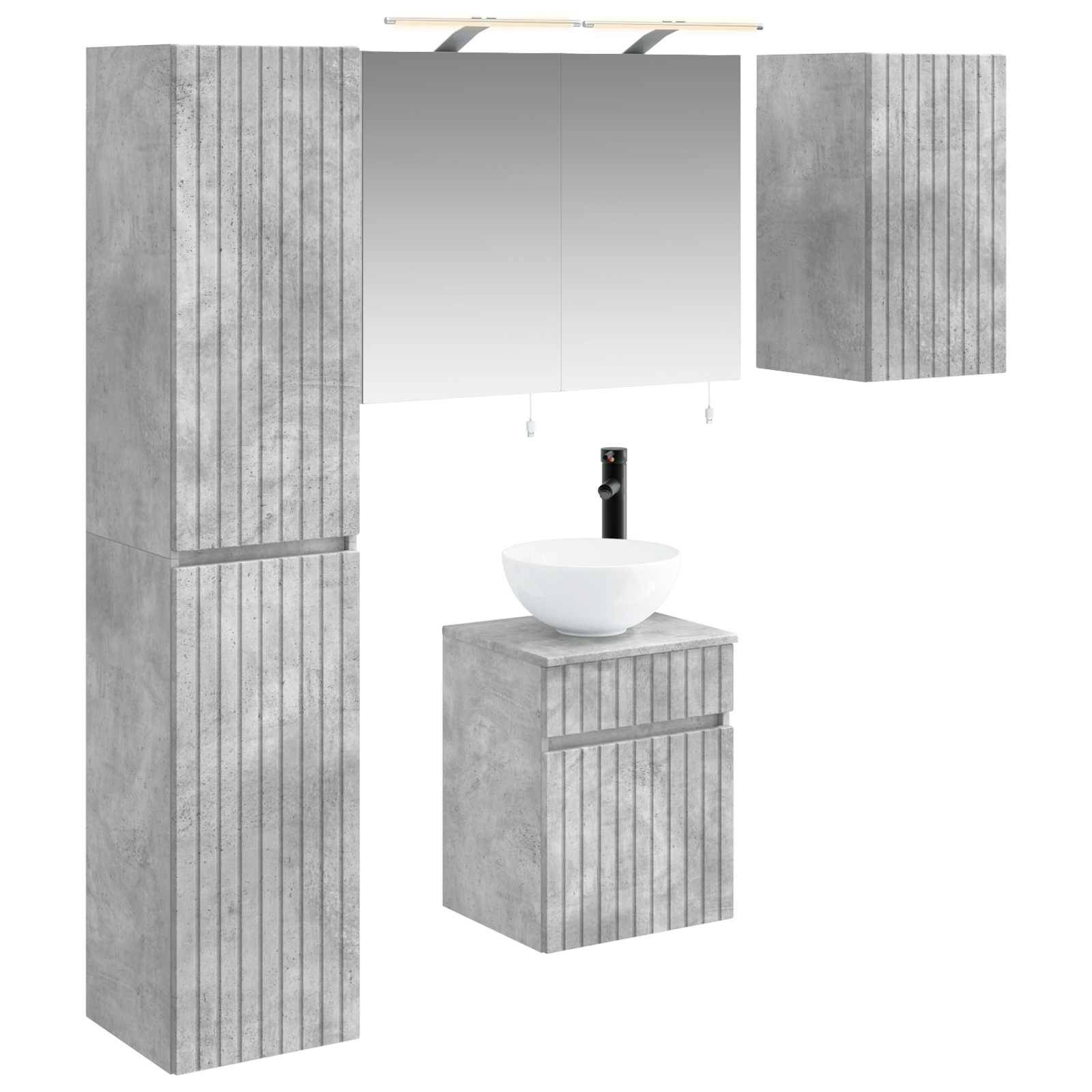 vidaXL Badezimmerschrank-Set 5 pcs Betongrau 40 x 10,5 x 60,5 cm