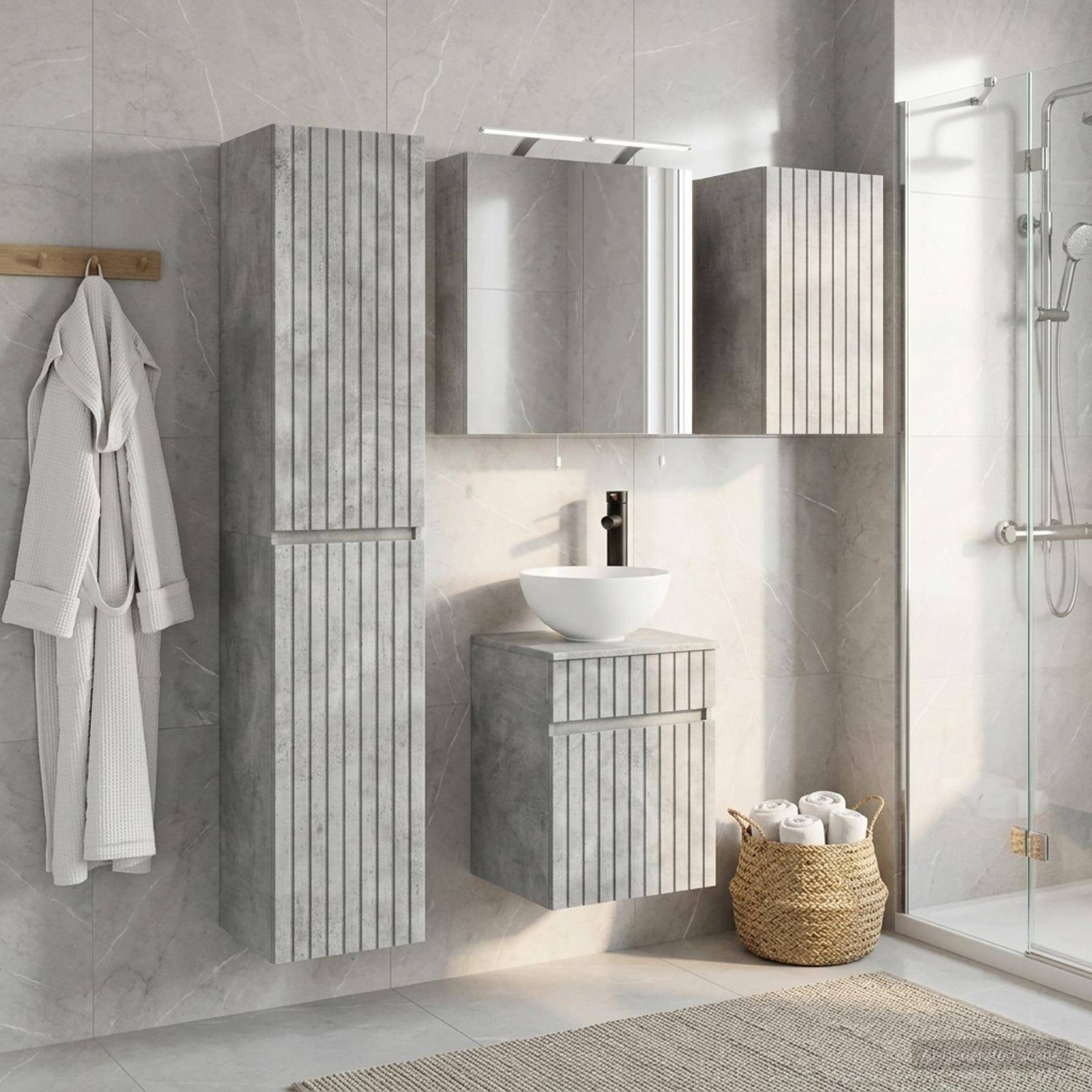 vidaXL Badezimmerschrank-Set 5 pcs Betongrau 40 x 10,5 x 60,5 cm