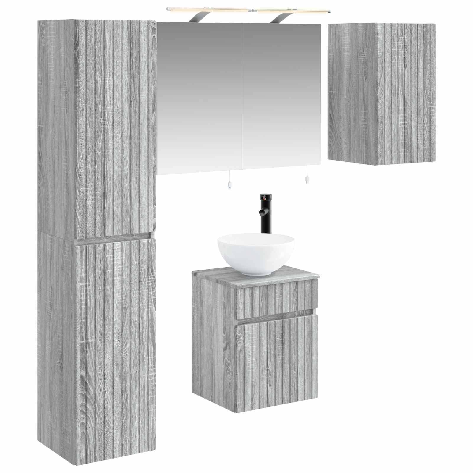 vidaXL Badezimmerschrank-Set 5 pcs Grau Sonoma 40 x 10,5 x 60,5 cm