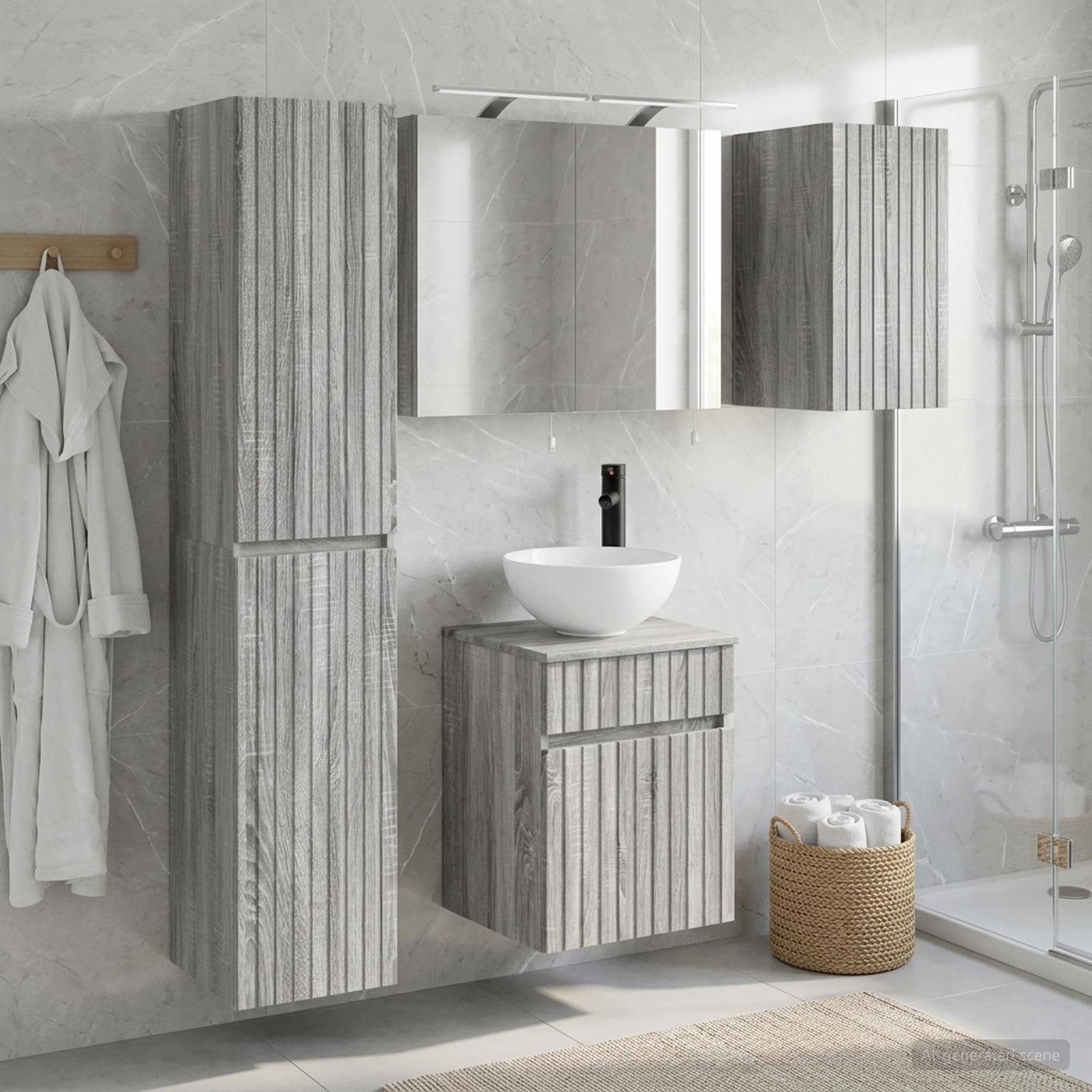 vidaXL Badezimmerschrank-Set 5 pcs Grau Sonoma 40 x 10,5 x 60,5 cm