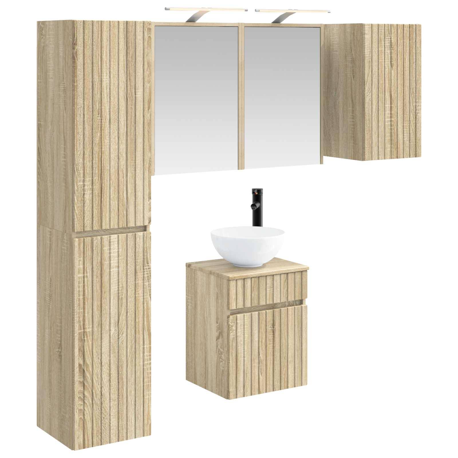 vidaXL Badezimmerschrank-Set 5 pcs Sonoma-Eiche 43 x 16 x 62,5 cm