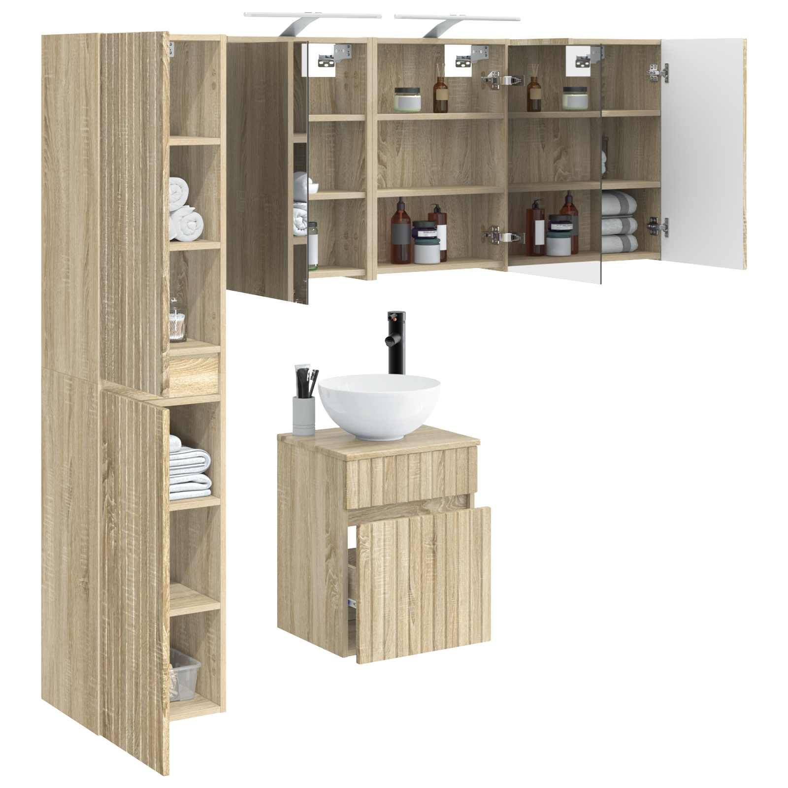 vidaXL Badezimmerschrank-Set 5 pcs Sonoma-Eiche 43 x 16 x 62,5 cm