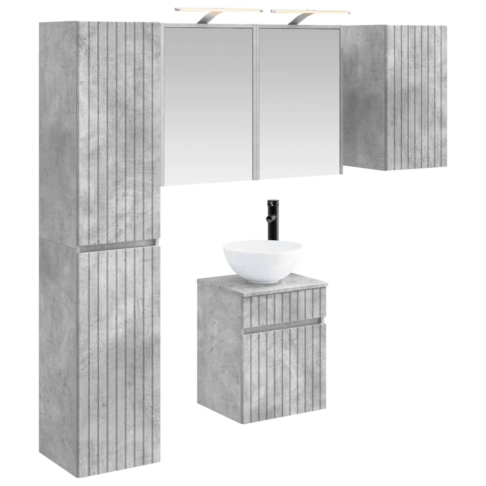 vidaXL Badezimmerschrank-Set 5 pcs Betongrau 43 x 16 x 62,5 cm