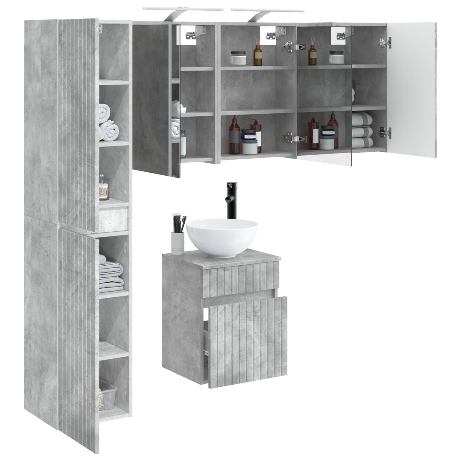 vidaXL Badezimmerschrank-Set 5 pcs Betongrau 43 x 16 x 62,5 cm