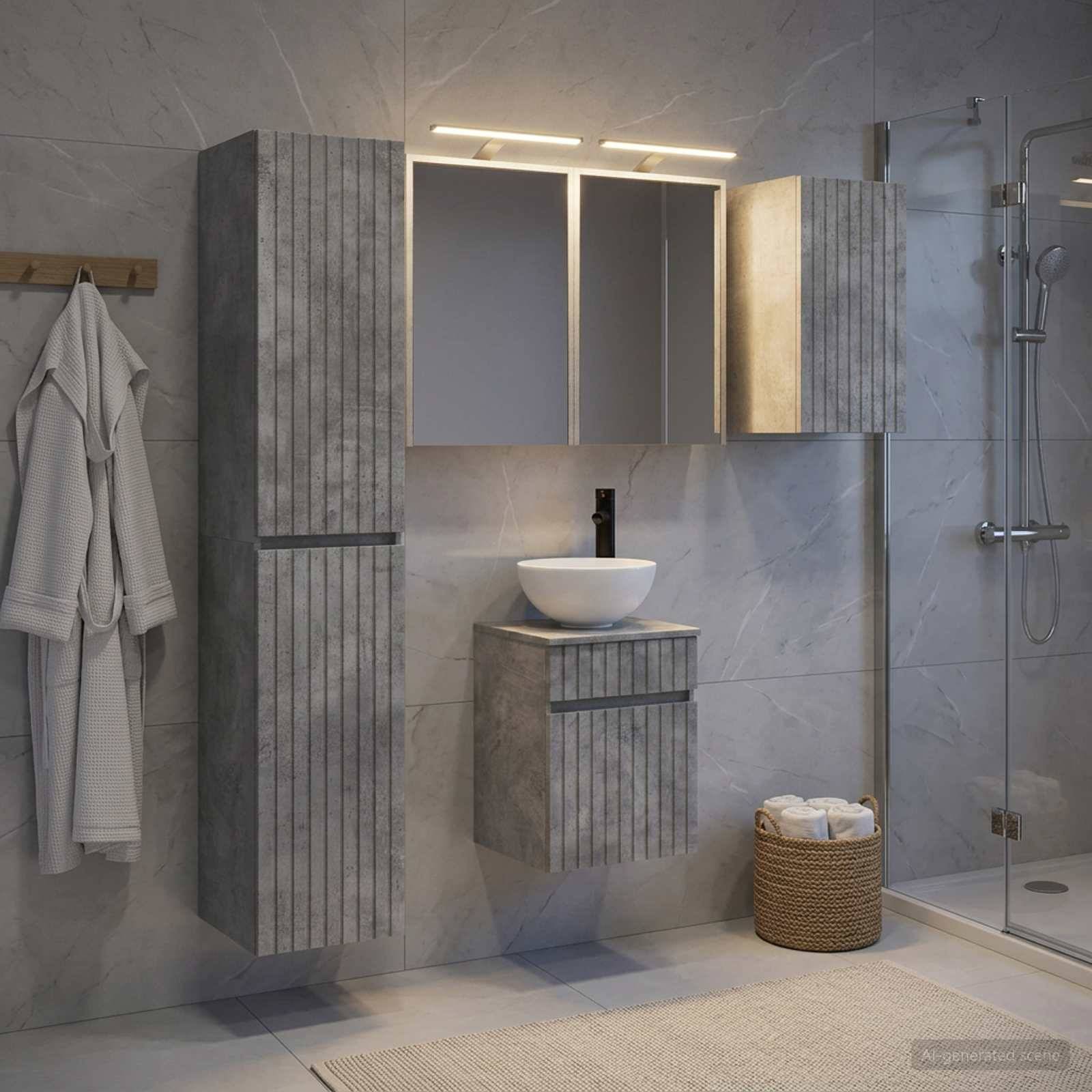 vidaXL Badezimmerschrank-Set 5 pcs Betongrau 43 x 16 x 62,5 cm