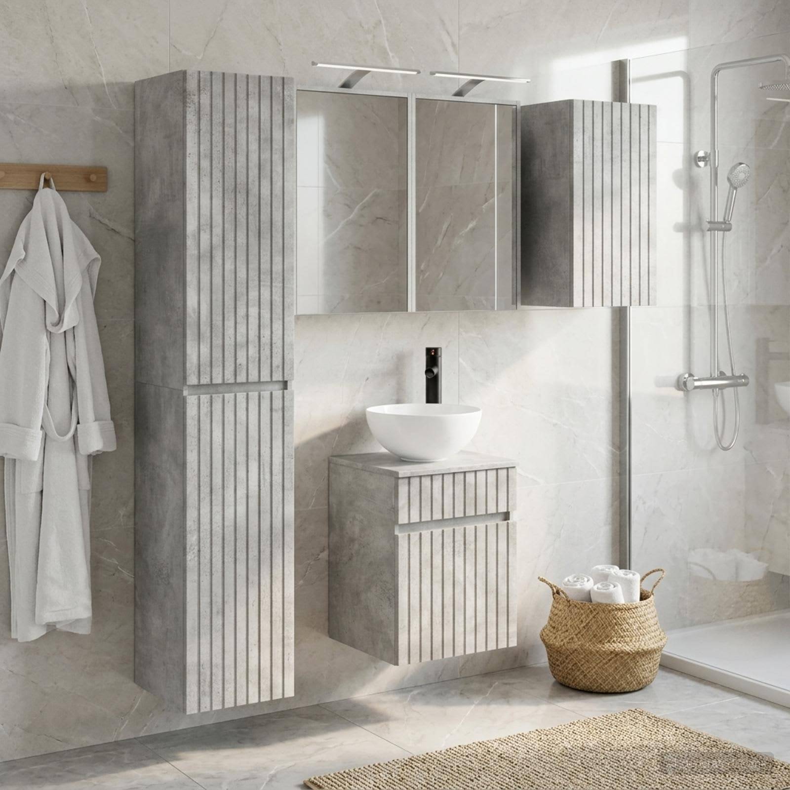 vidaXL Badezimmerschrank-Set 5 pcs Betongrau 43 x 16 x 62,5 cm
