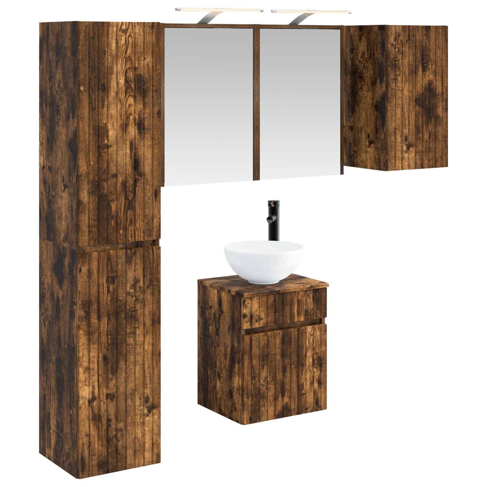 vidaXL Badezimmerschrank-Set 5 pcs Geräucherte Eiche 43 x 16 x 62,5 cm