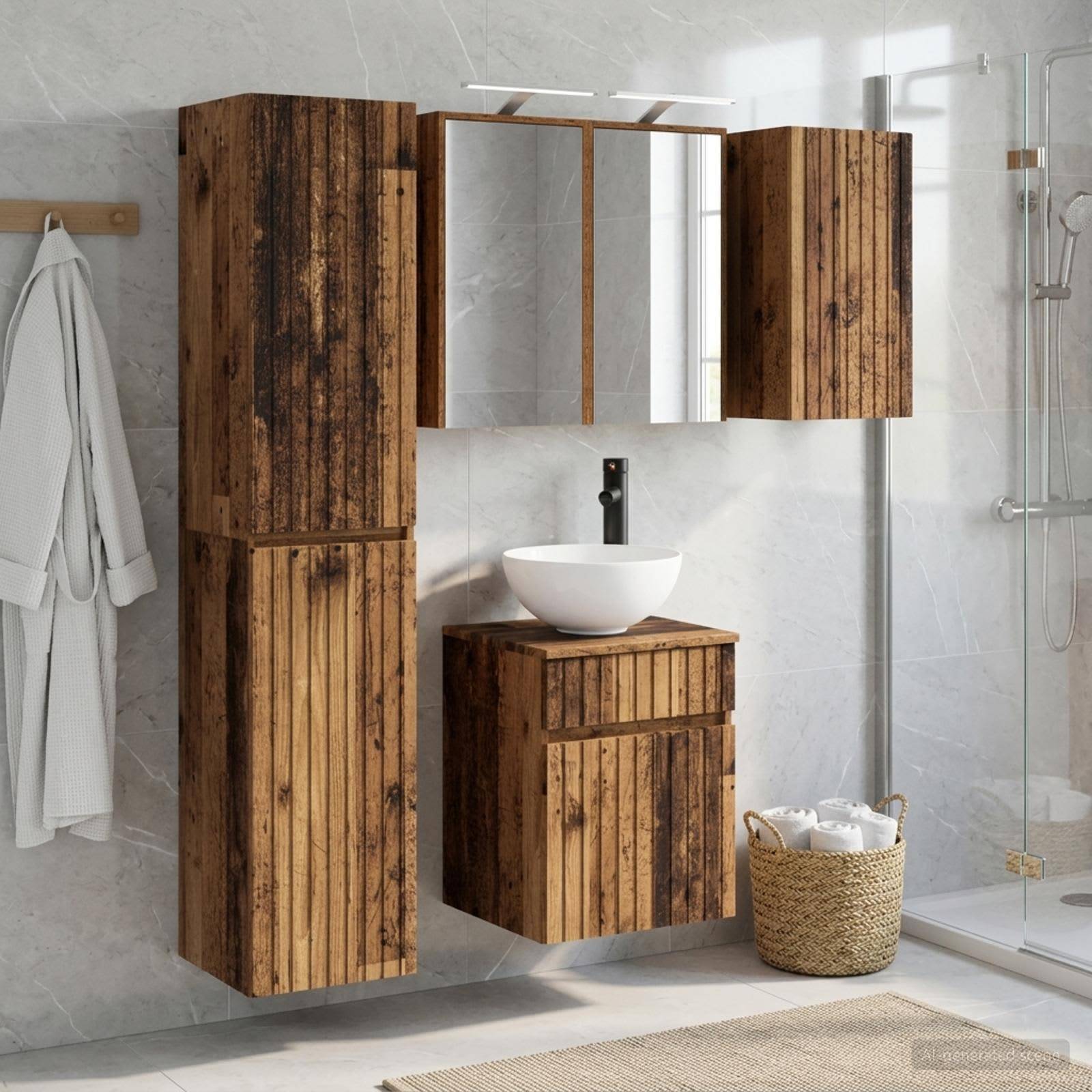 vidaXL Badezimmerschrank-Set 5 pcs Altholz 43 x 16 x 62,5 cm