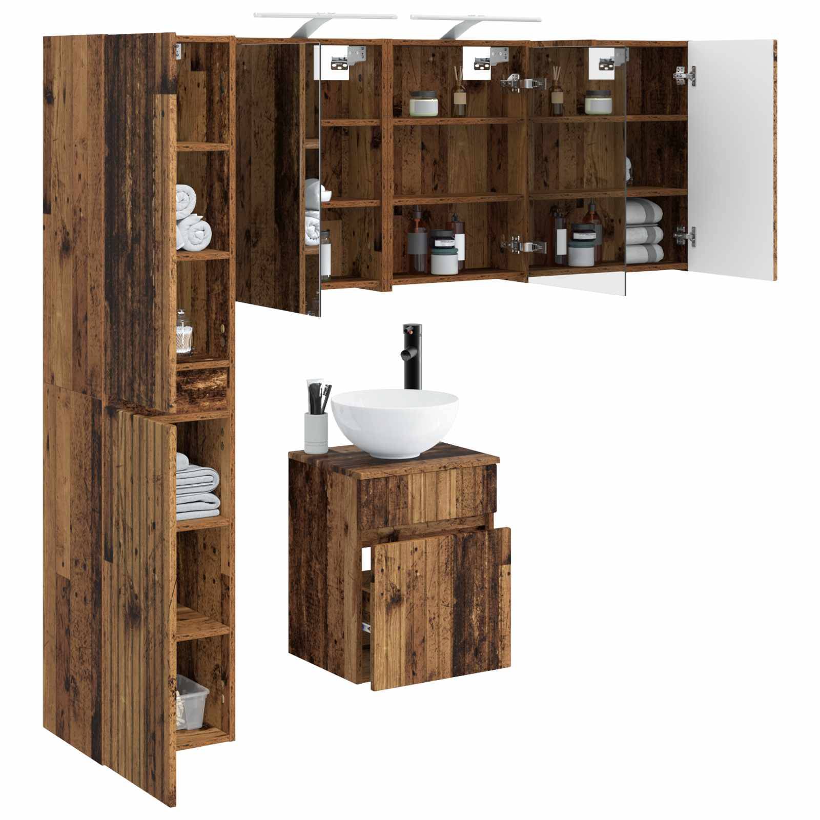 vidaXL Badezimmerschrank-Set 5 pcs Altholz 43 x 16 x 62,5 cm