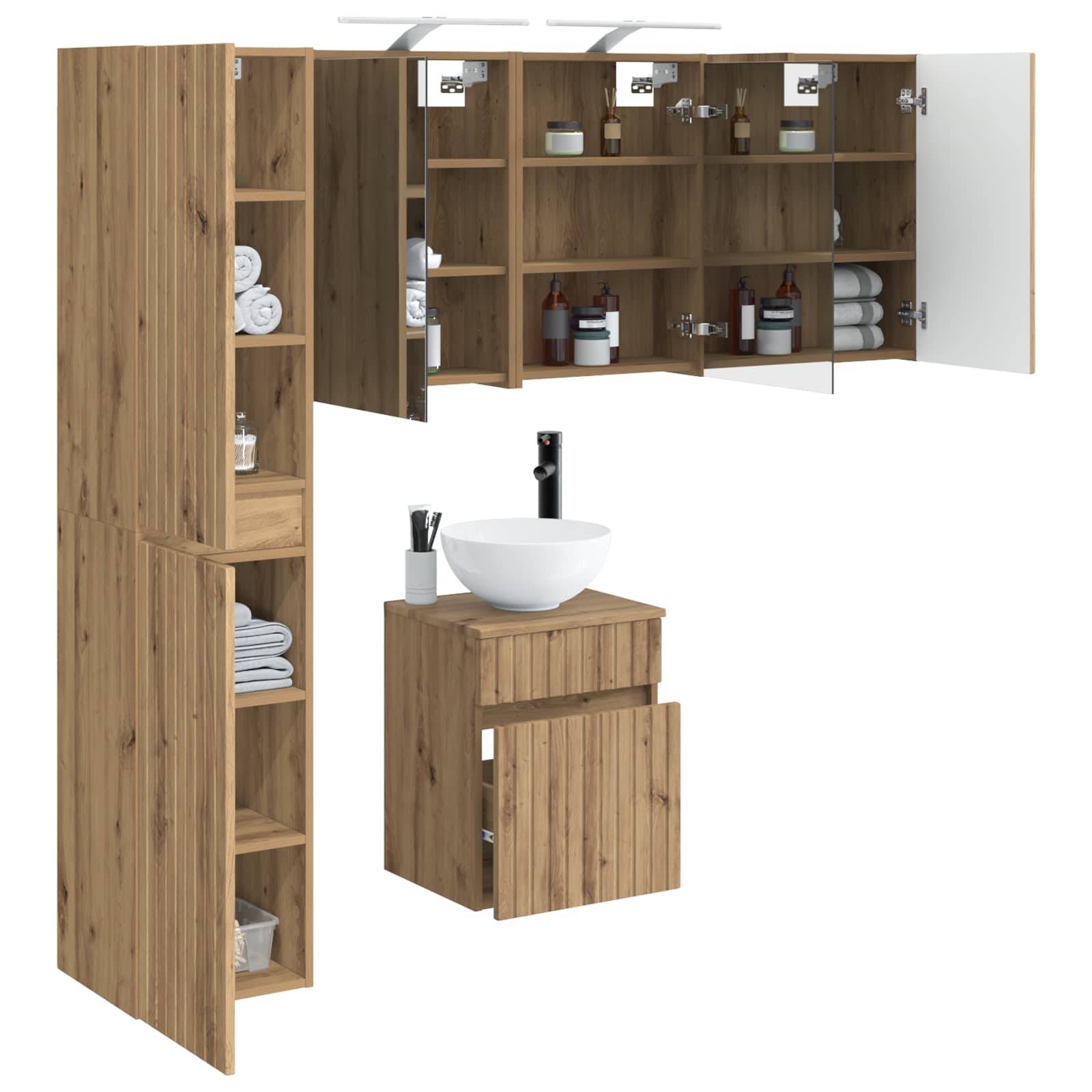 vidaXL Badezimmerschrank-Set 5 Stk. Artisan-Eiche Holzwerkstoff
