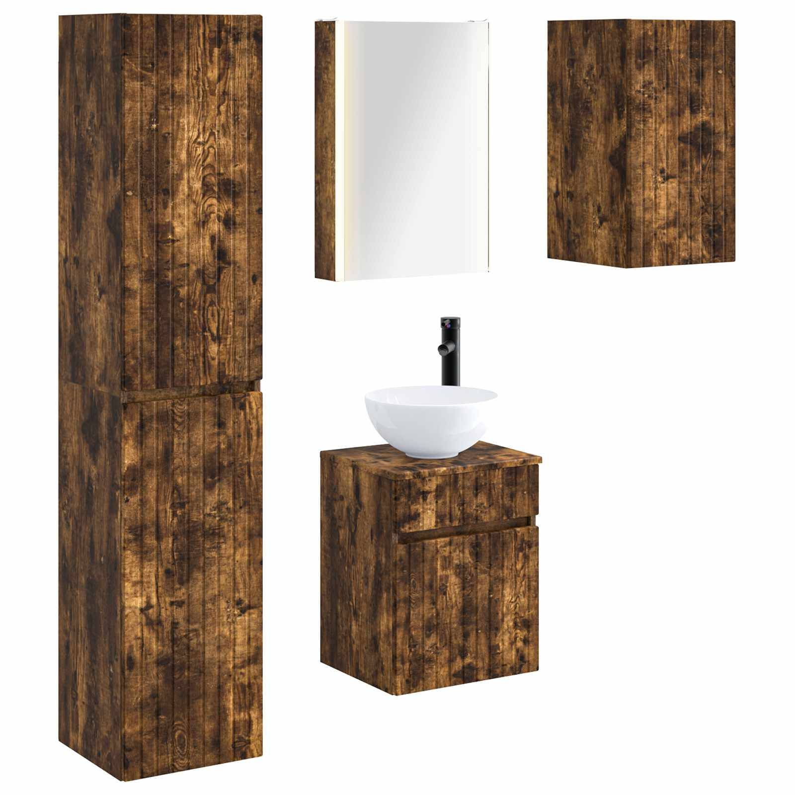 vidaXL Badezimmerschrank-Set 5 pcs Geräucherte Eiche