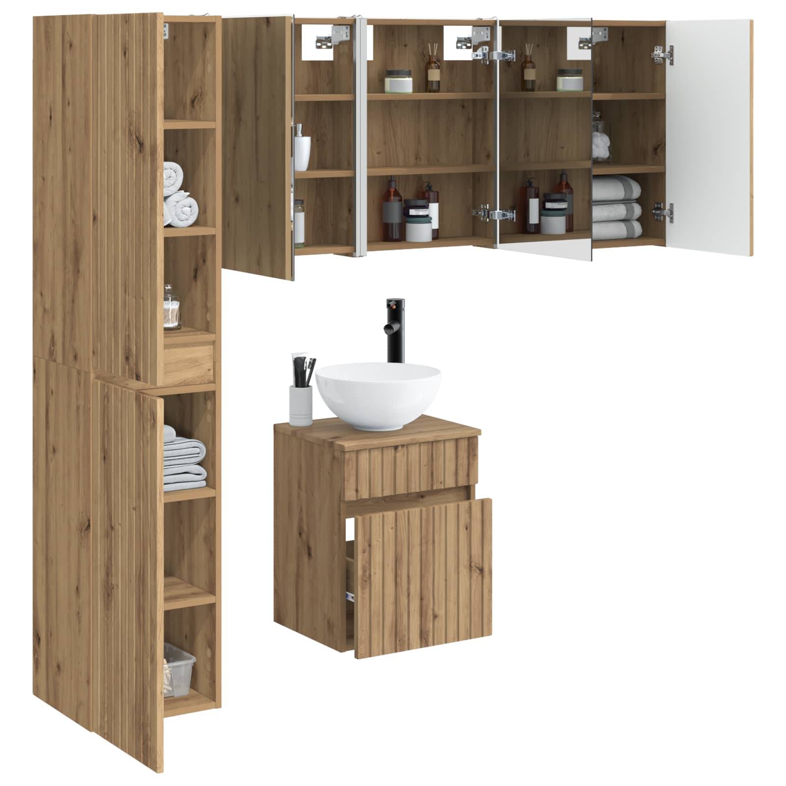 vidaXL Badezimmerschrank-Set 5 Stk. Artisan-Eiche Holzwerkstoff