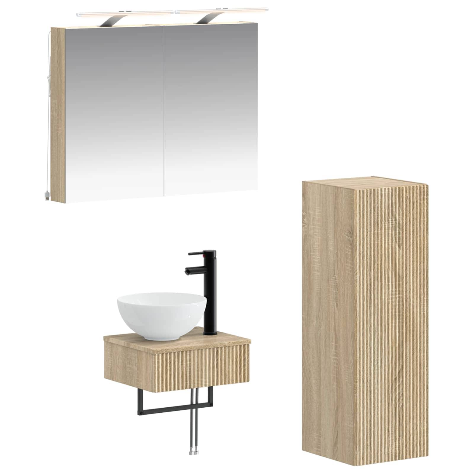 vidaXL Badezimmerschrank-Set 4 pcs Sonoma-Eiche 40 x 10,5 x 60,5 cm