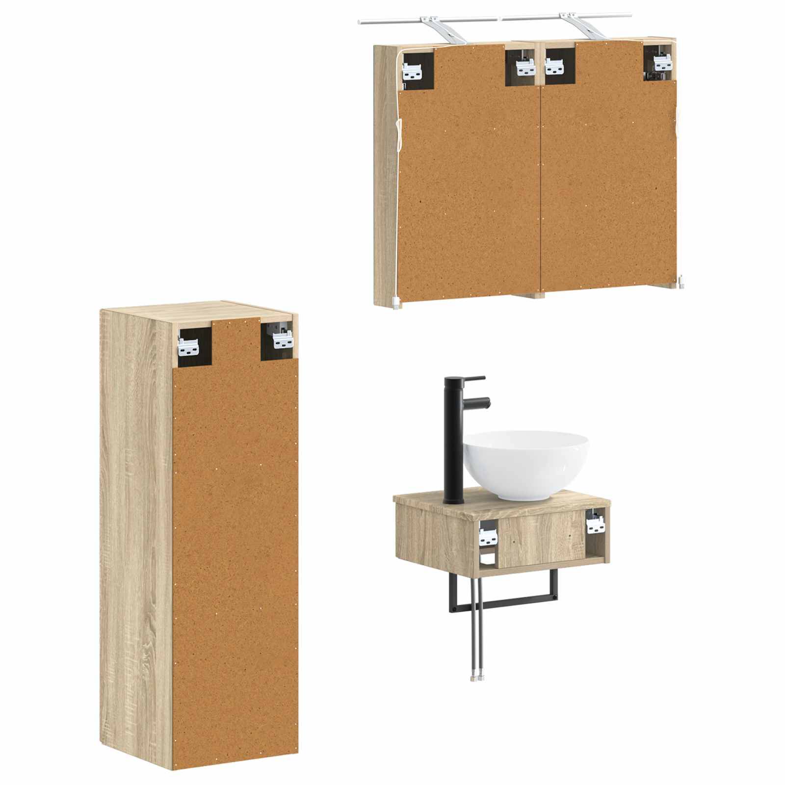 vidaXL Badezimmerschrank-Set 4 pcs Sonoma-Eiche 40 x 10,5 x 60,5 cm