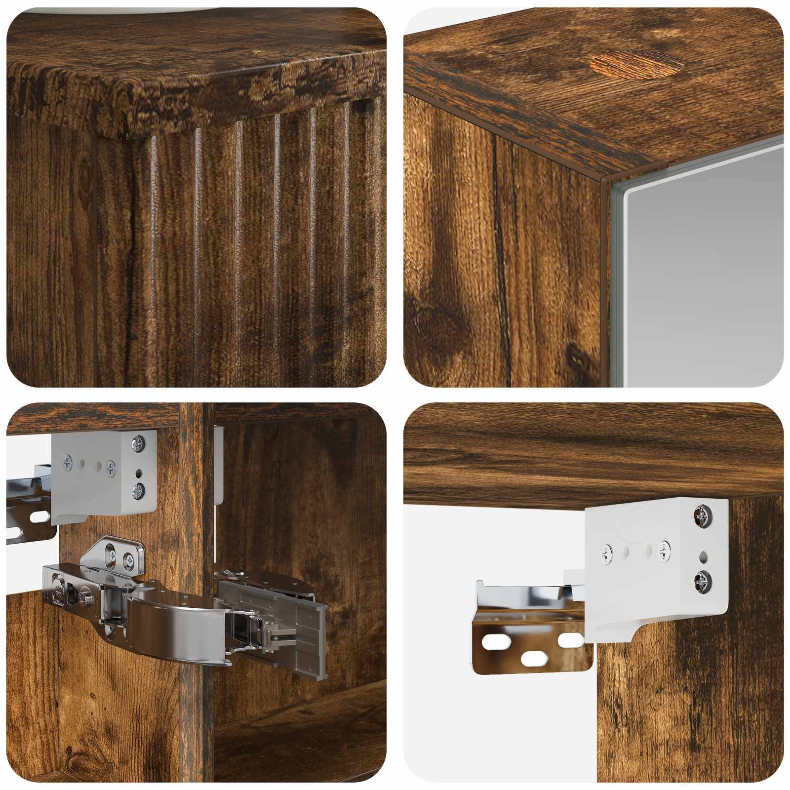 vidaXL Badezimmerschrank-Set 4 pcs Geräucherte Eiche 50 x 14,5 x 70 cm