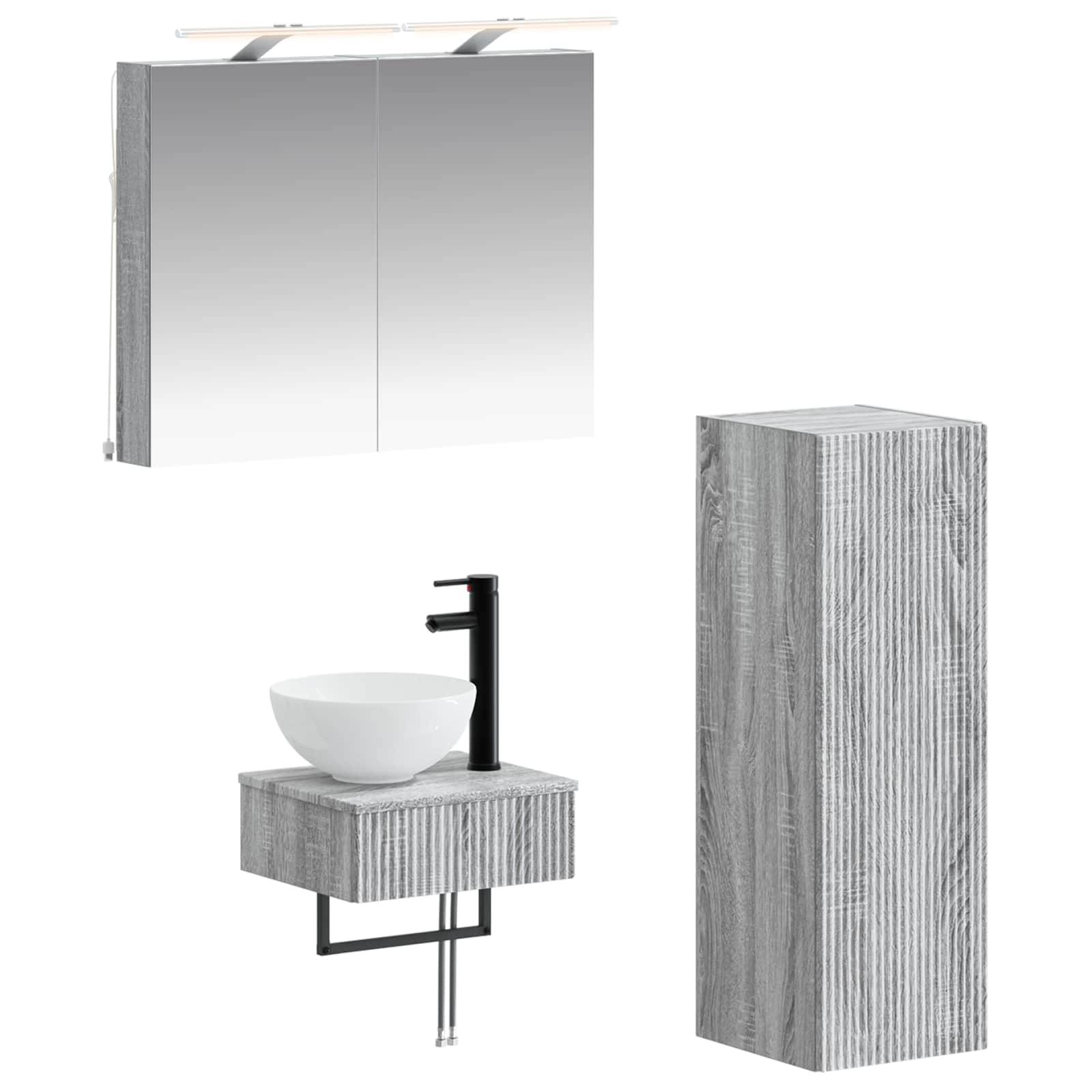 vidaXL Badezimmerschrank-Set 4 pcs Grau Sonoma 40 x 10,5 x 60,5 cm