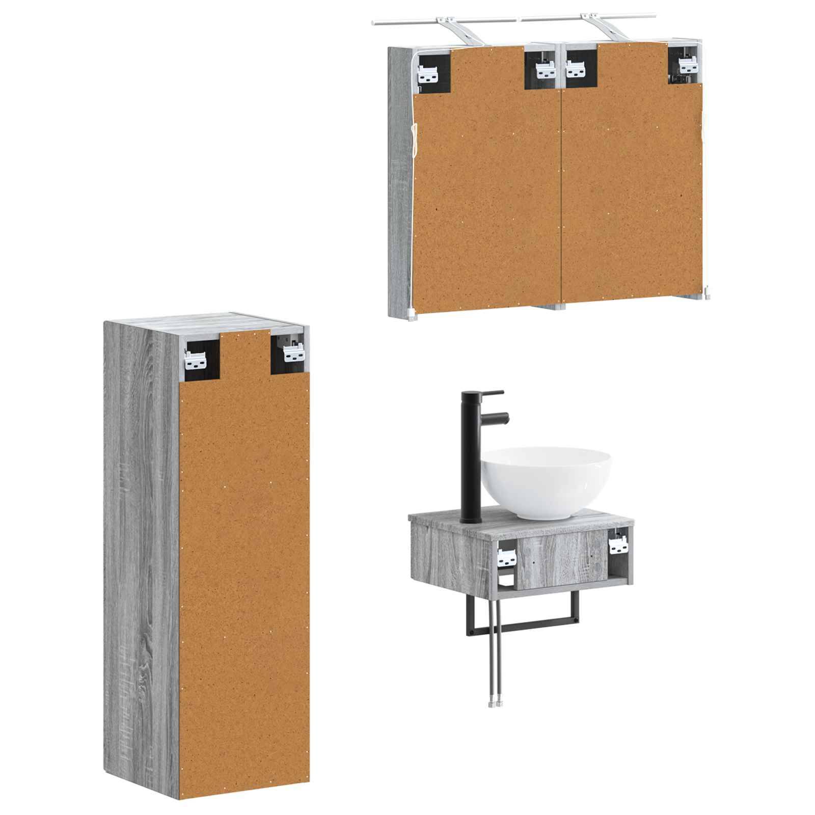 vidaXL Badezimmerschrank-Set 4 pcs Grau Sonoma 40 x 10,5 x 60,5 cm
