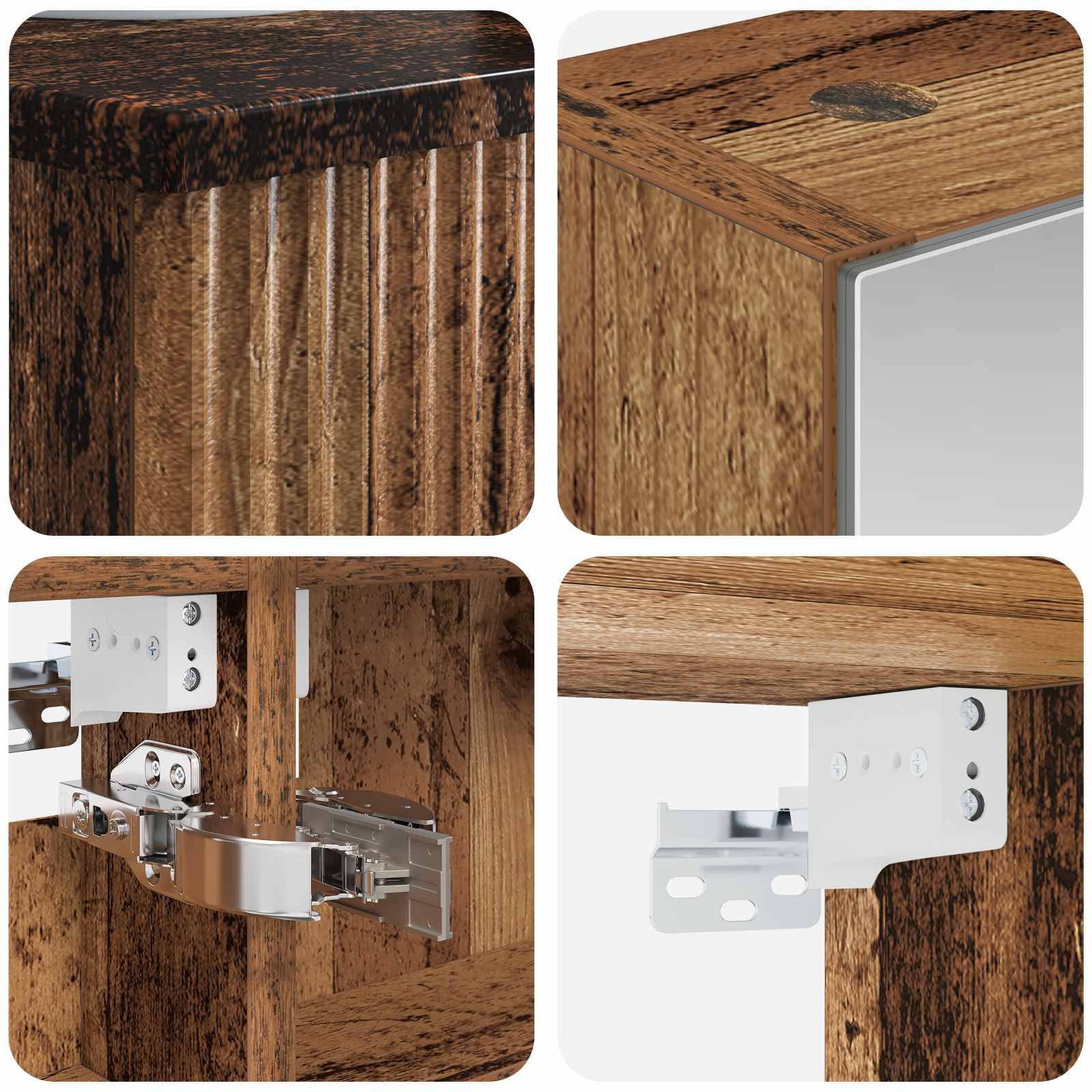 vidaXL Badezimmerschrank-Set 4 pcs Altholz 50 x 14,5 x 70 cm