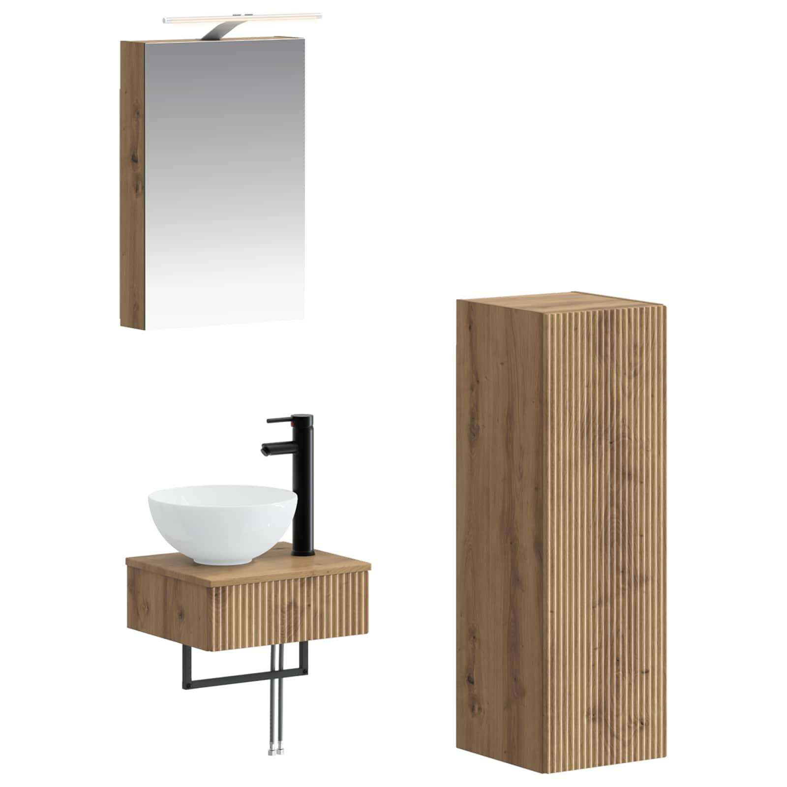 vidaXL Badezimmerschrank-Set 4 pcs Artisan-Eiche 40 x 10,5 x 60,5 cm