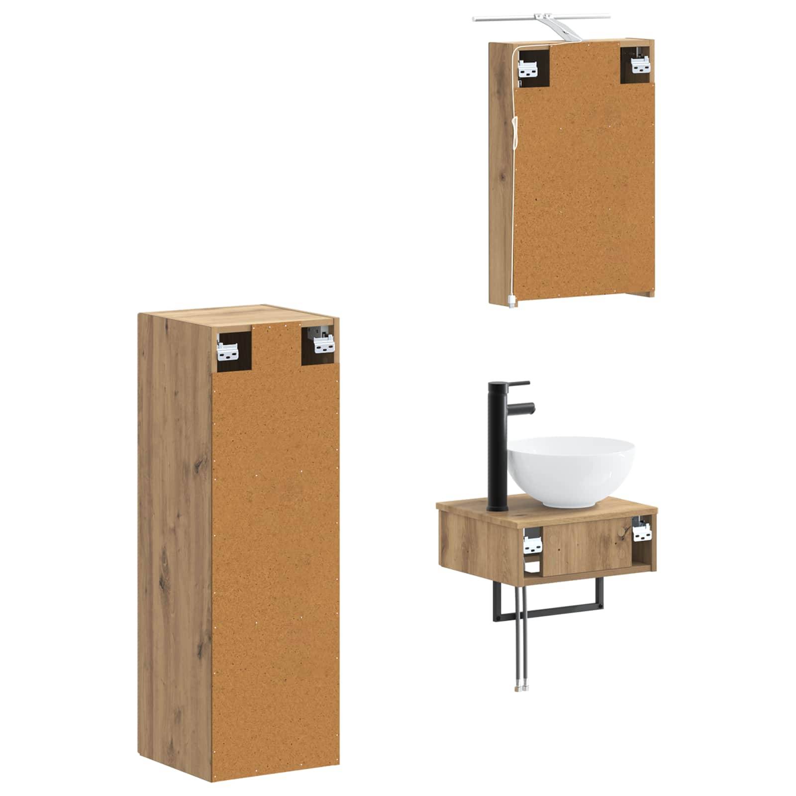 vidaXL Badezimmerschrank-Set 4 pcs Artisan-Eiche 40 x 10,5 x 60,5 cm
