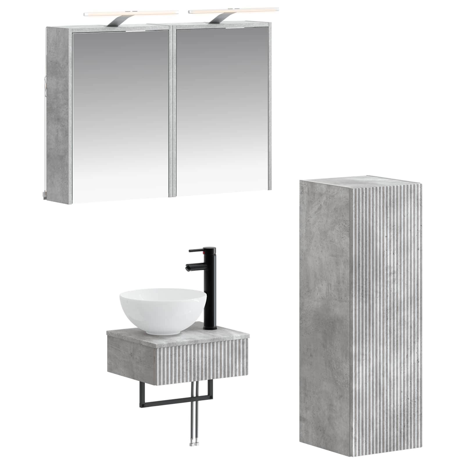 vidaXL Badezimmerschrank-Set 4 pcs Betongrau 43 x 16 x 62,5 cm