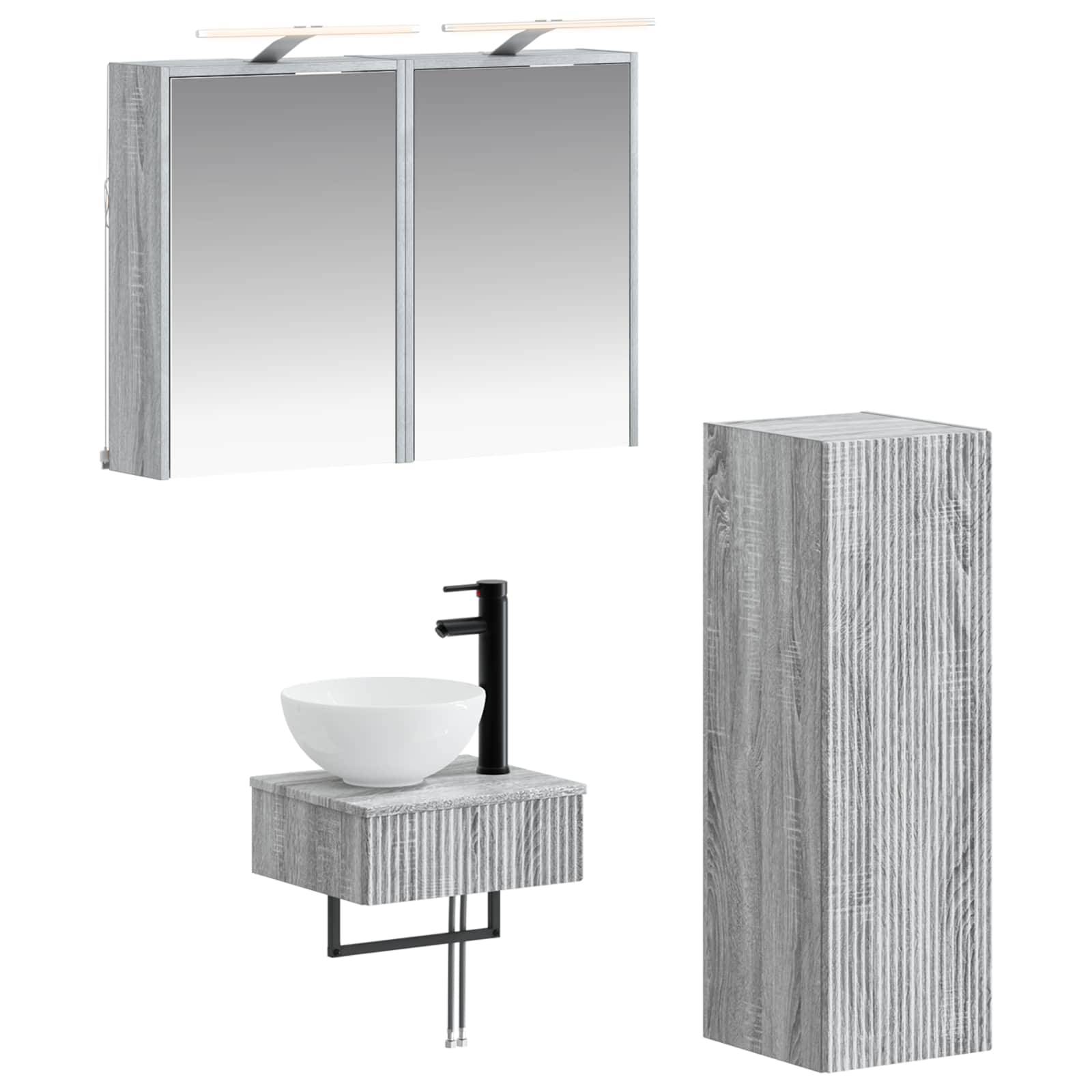 vidaXL Badezimmerschrank-Set 4 pcs Grau Sonoma 43 x 16 x 62,5 cm