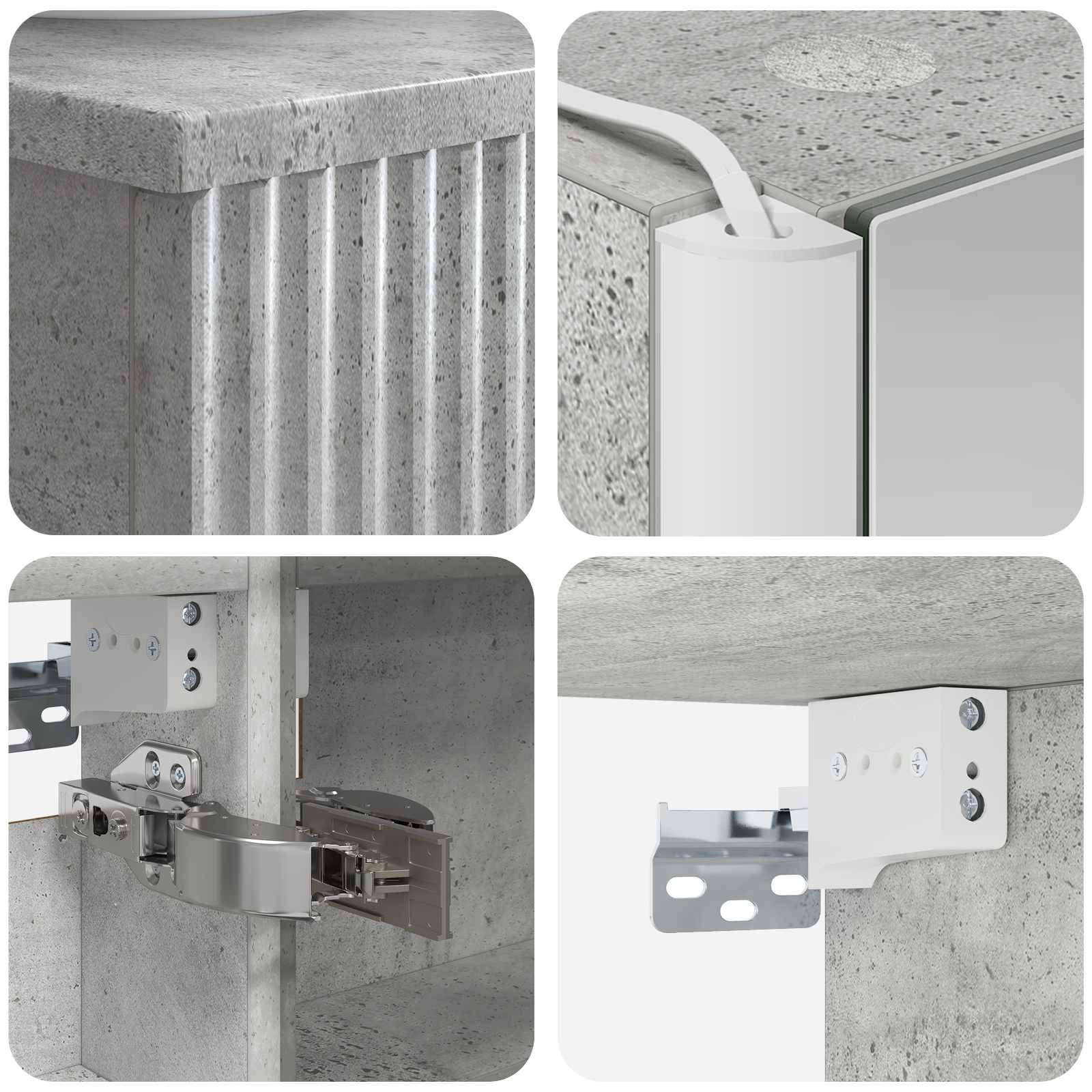 vidaXL Badezimmermöbel-Set 4 pcs Betongrau Ingenieurholz und Glas