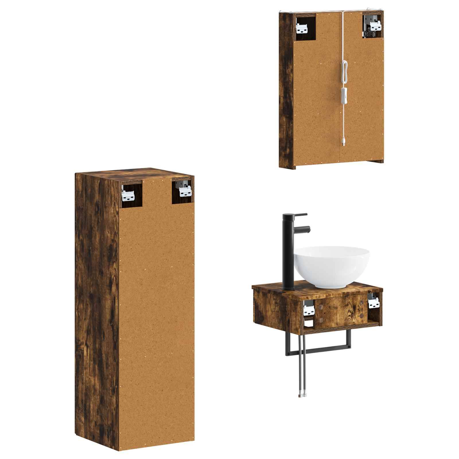 vidaXL Badezimmerschrank-Set 4 pcs Geräucherte Eiche