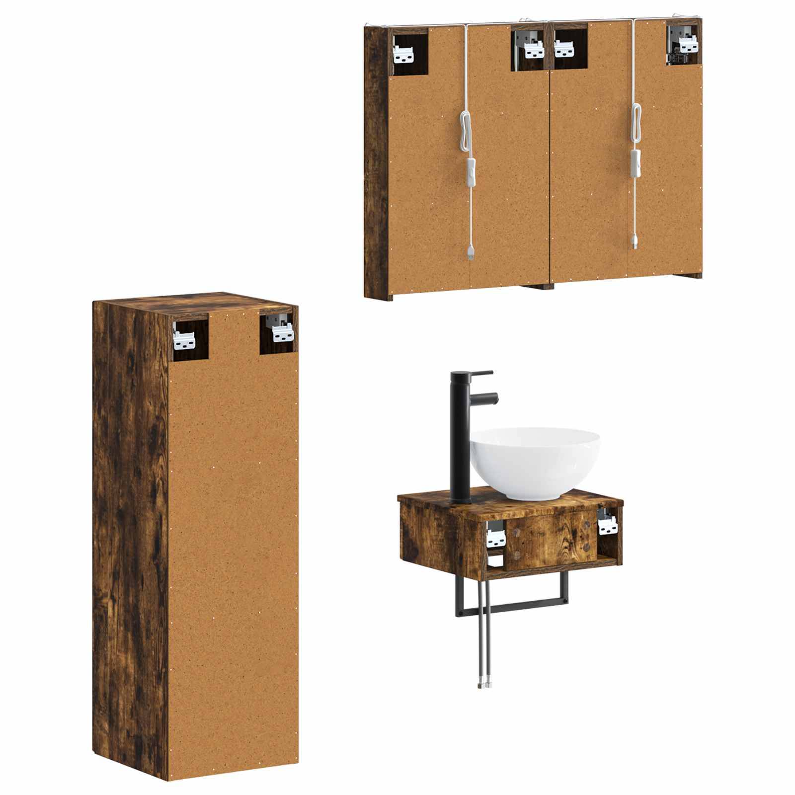 vidaXL Badezimmerschrank-Set 4 pcs Geräucherte Eiche