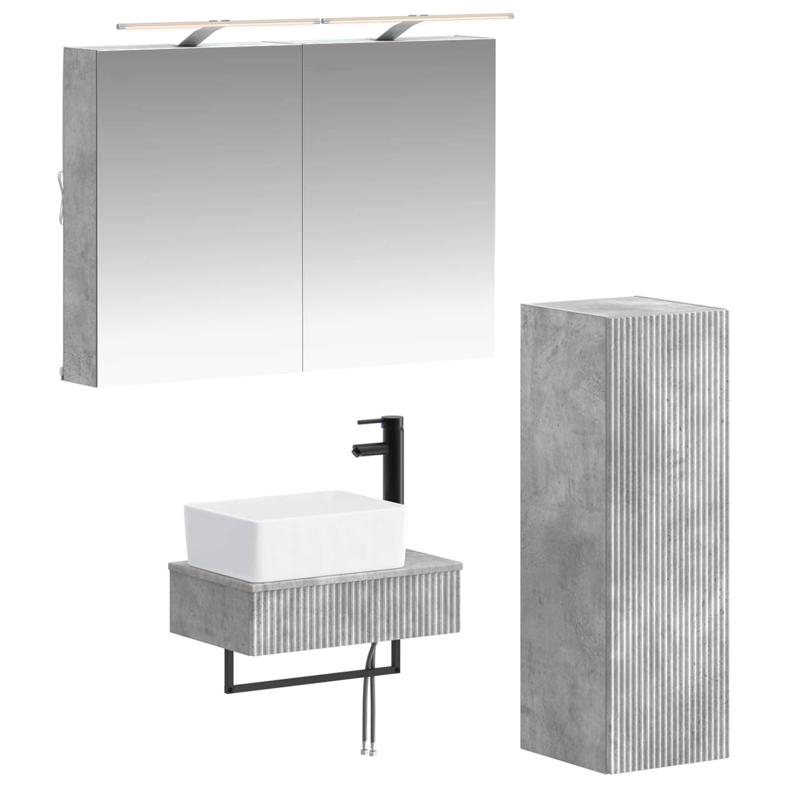vidaXL Badezimmerschrank-Set 4 pcs Betongrau 50 x 14,5 x 70 cm