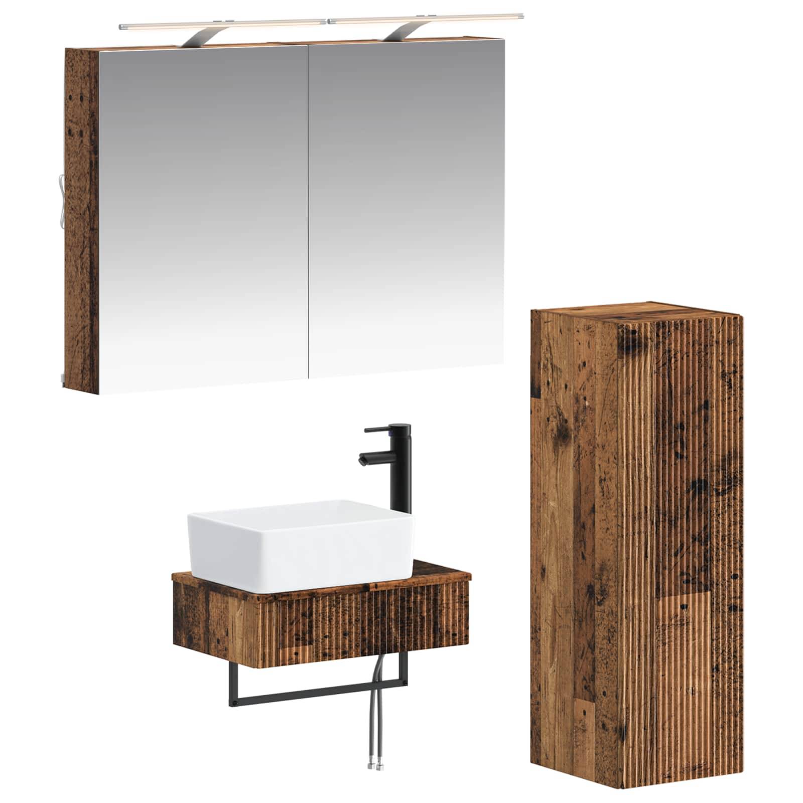 vidaXL Badezimmerschrank-Set 4 pcs Altholz 50 x 14,5 x 70 cm