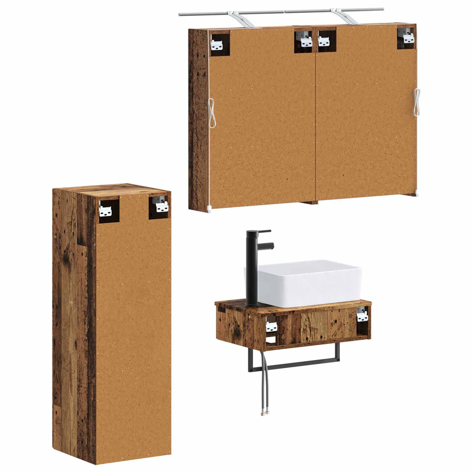 vidaXL Badezimmerschrank-Set 4 pcs Altholz 50 x 14,5 x 70 cm