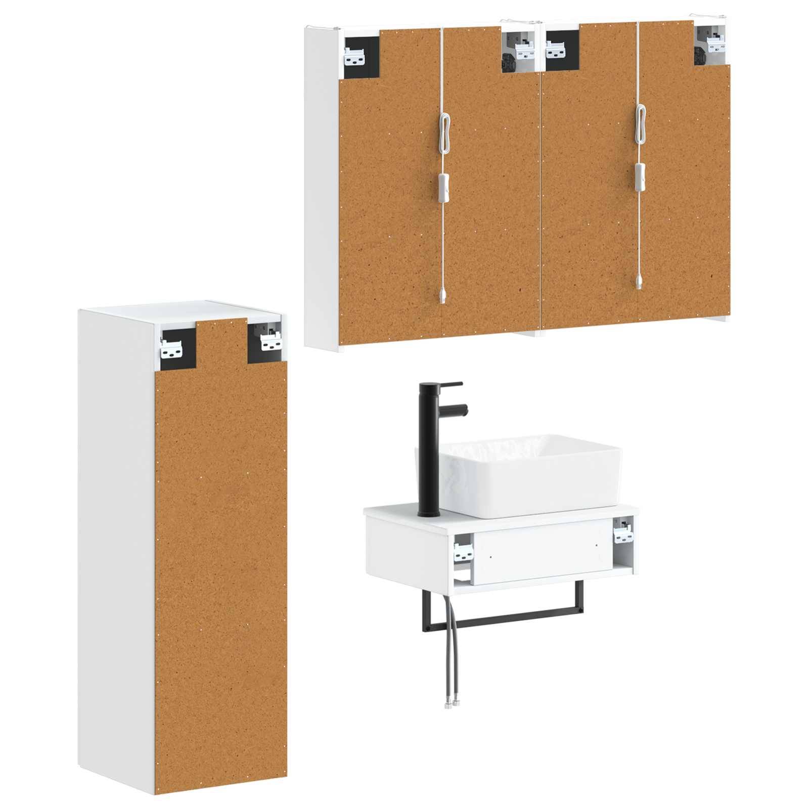vidaXL Badezimmermöbel-Set 4 pcs Weiß Ingenieurholz und Glas