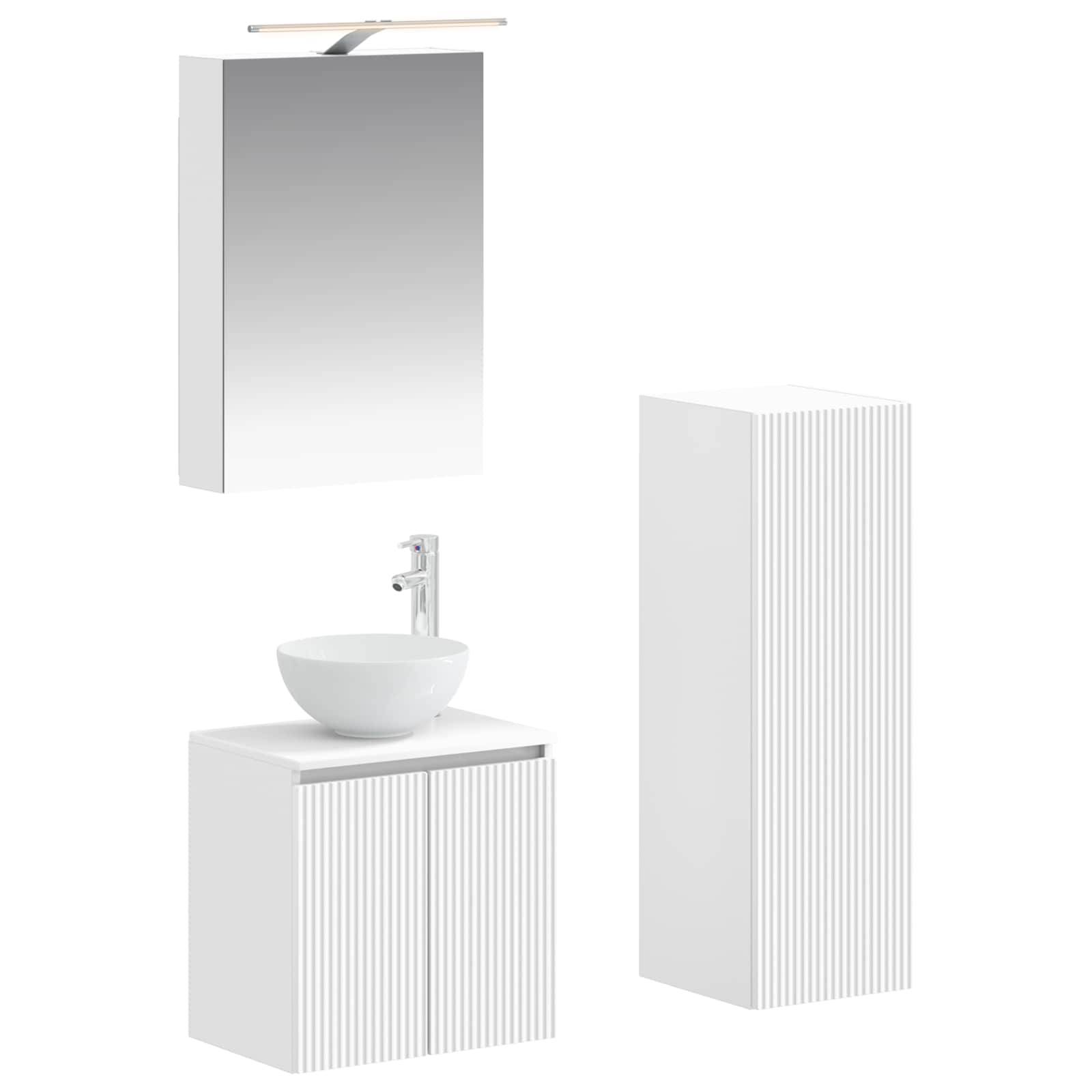 vidaXL Badezimmermöbel-Set 4 pcs Weiß Ingenieurholz und Glas