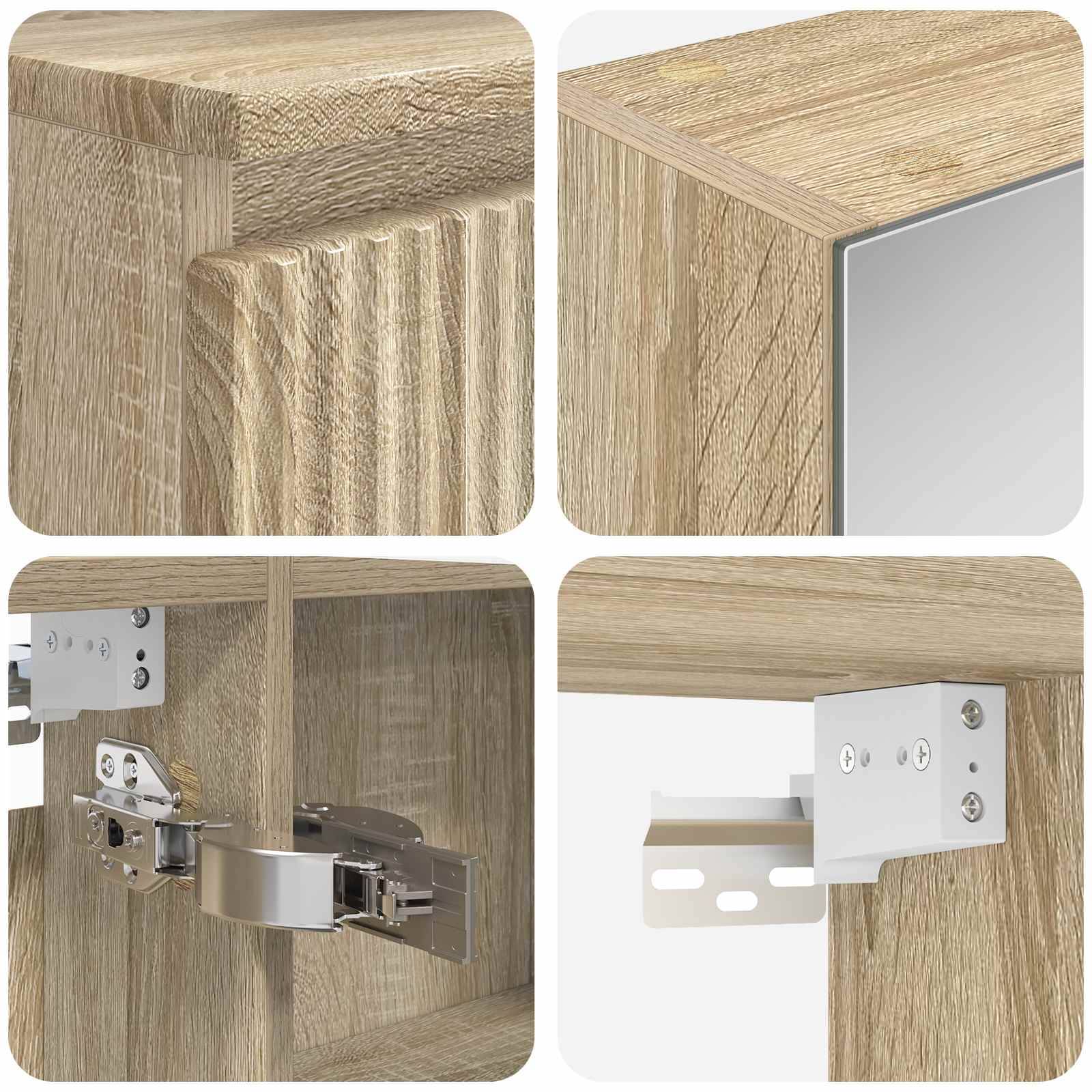 vidaXL Badezimmermöbel-Set 4 pcs Sonoma-Eiche Ingenieurholz und Glas