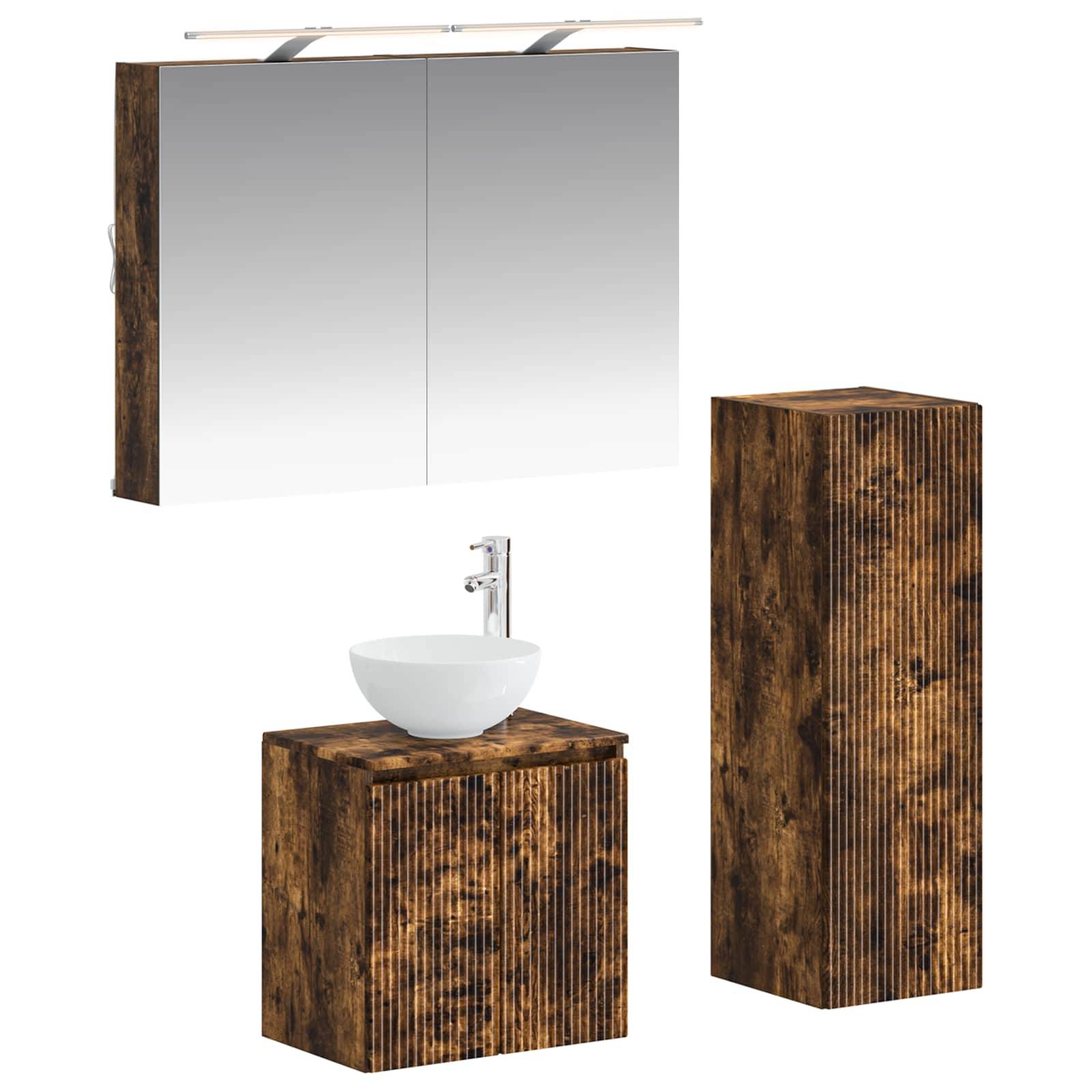 vidaXL Badezimmermöbel-Set 4 pcs Geräucherte Eiche