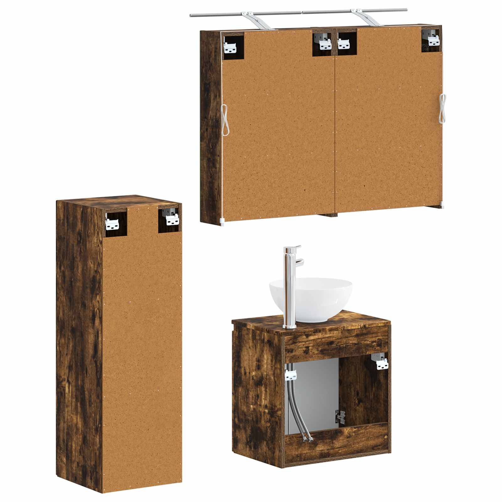 vidaXL Badezimmermöbel-Set 4 pcs Geräucherte Eiche